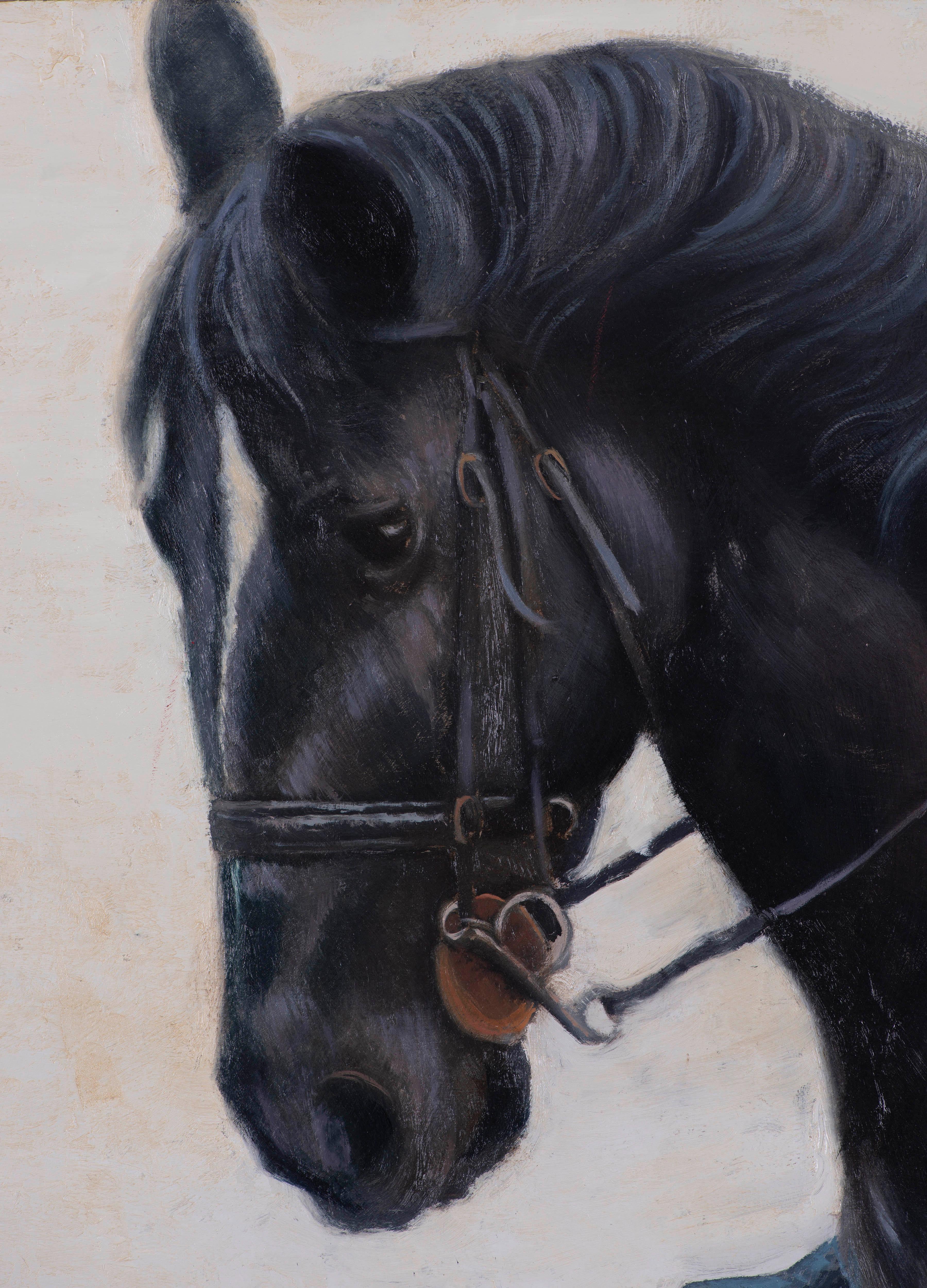 Reiterin (Grau), Animal Painting, von Juan Álvarez Cebrián
