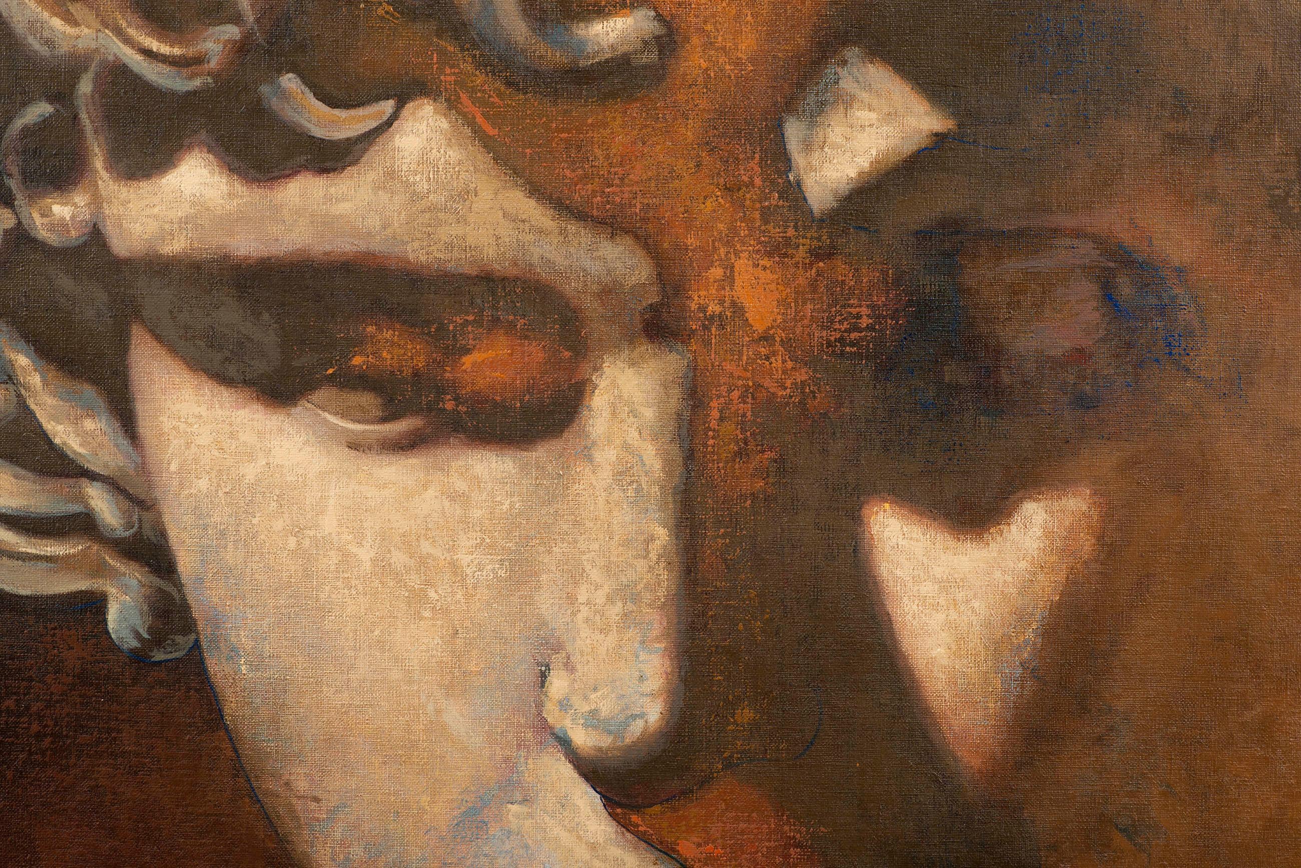 Volto nº 3 - Portrait Painting Marrone di Juan Álvarez Cebrián