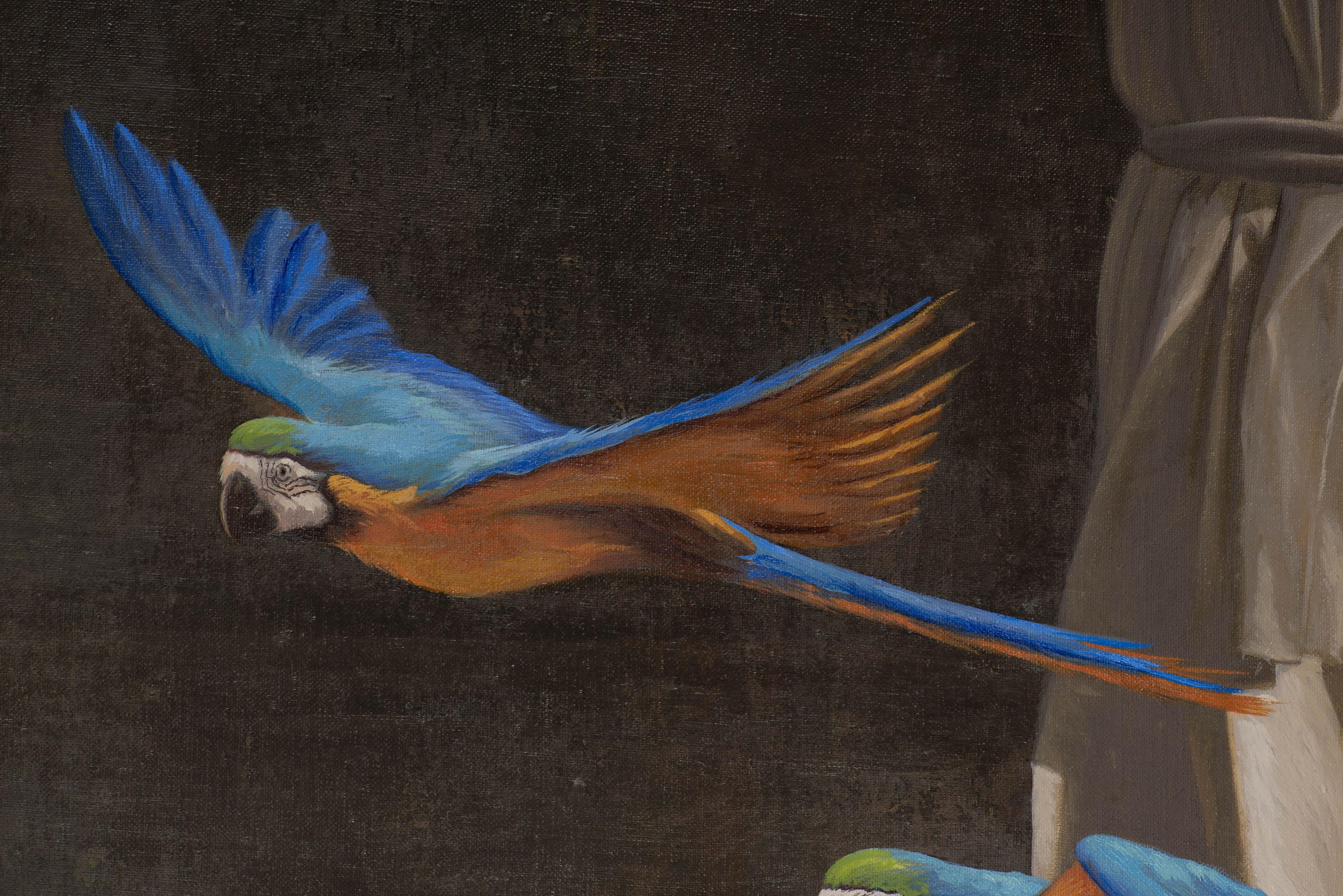 Flight raso - Black Figurative Painting by Juan Álvarez Cebrián