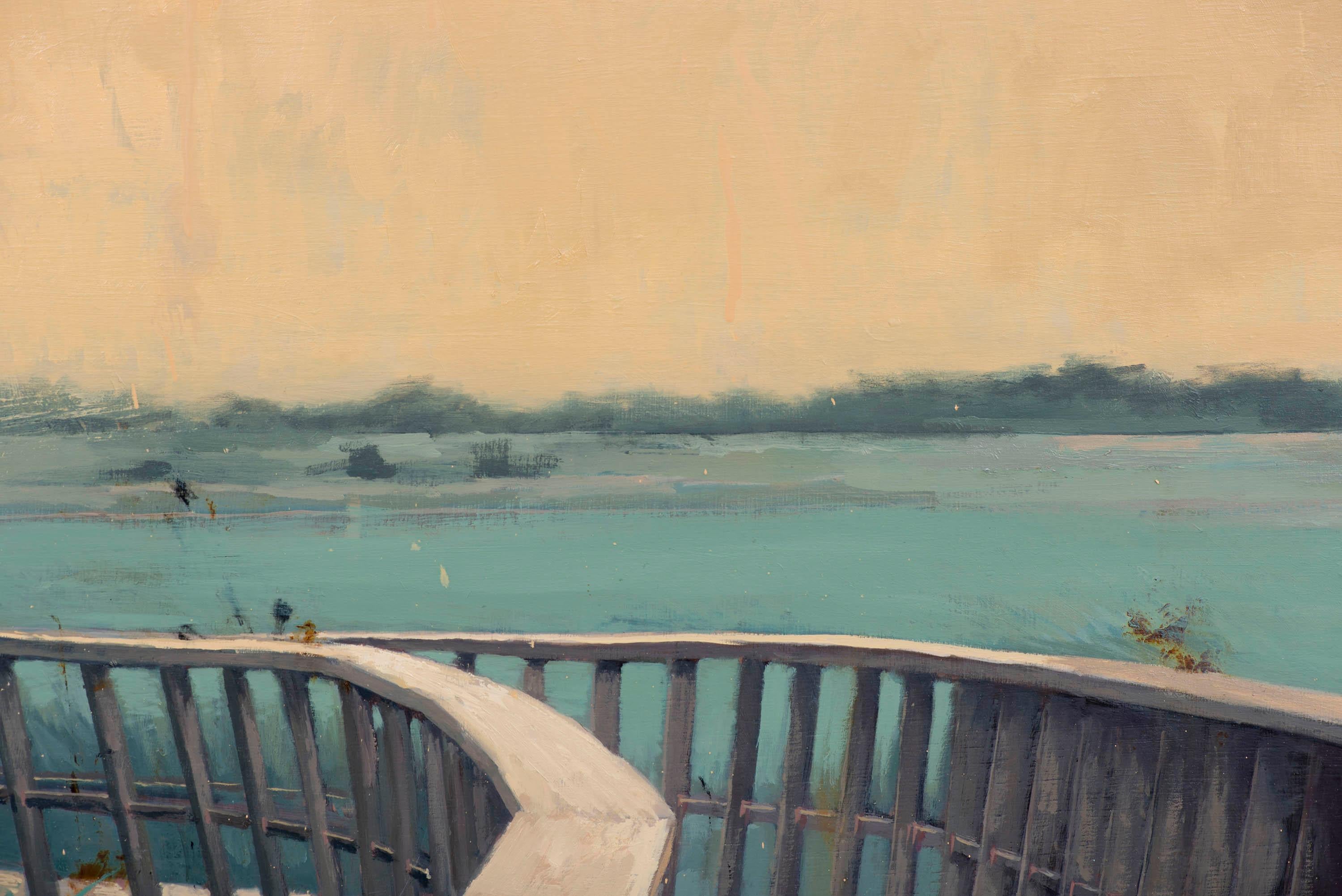 Flyover n° 1 - Marron Landscape Painting par Juan Álvarez Cebrián