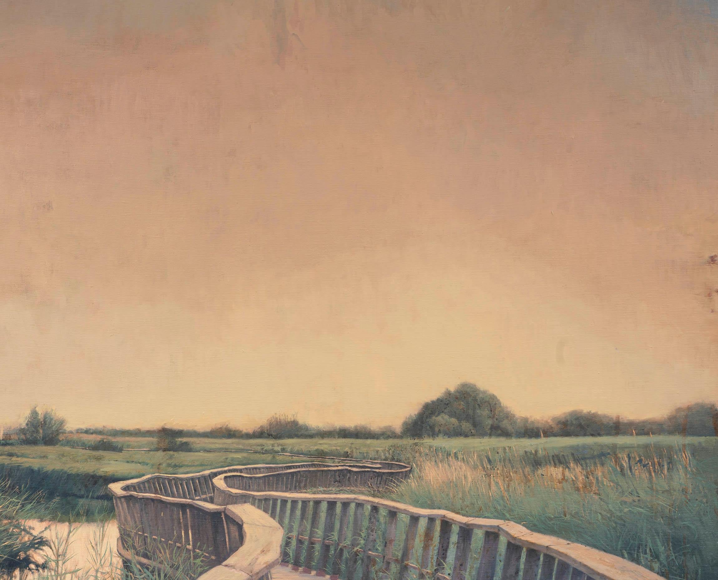 Flyover nº II - Brown Landscape Painting by Juan Álvarez Cebrián