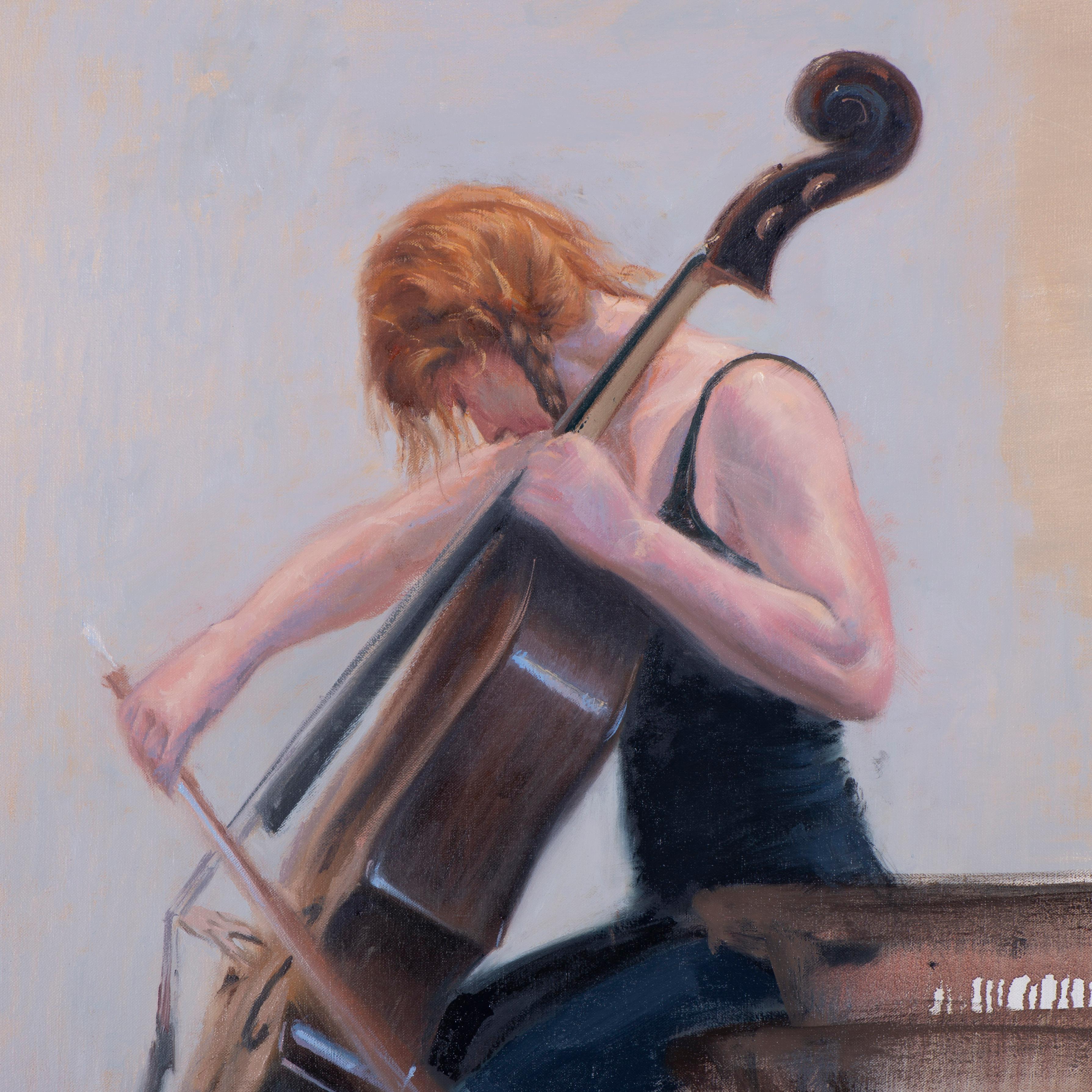 Ragazza al violoncello - Painting di Juan Álvarez Cebrián
