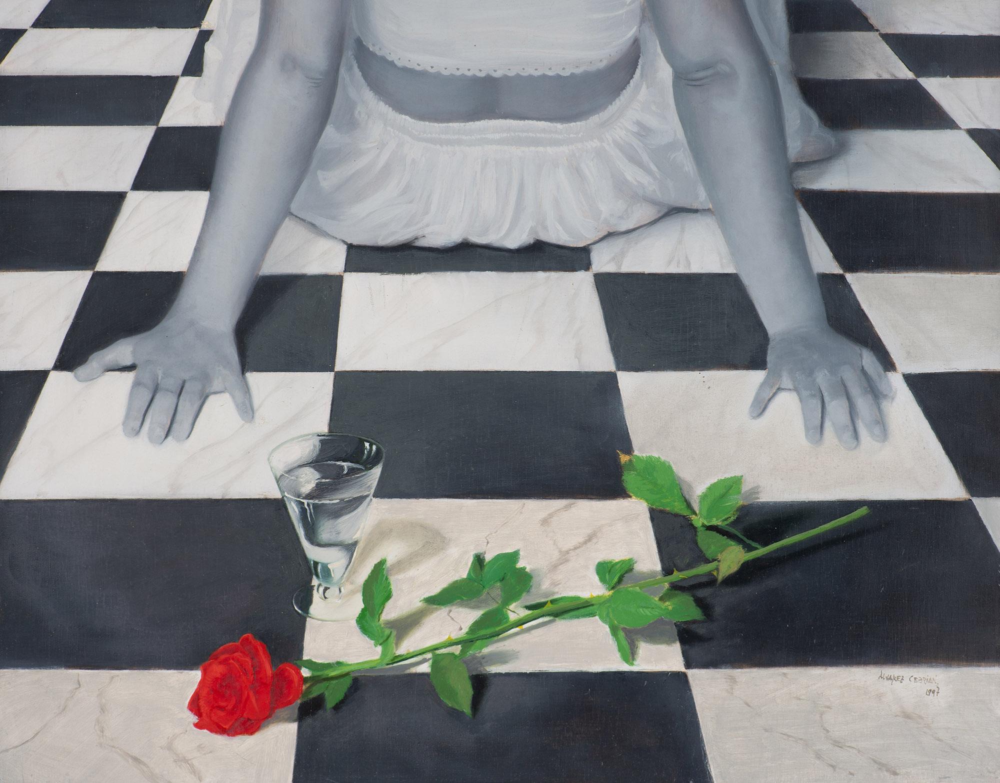Mädchen mit Rose (Realismus), Painting, von Juan Álvarez Cebrián