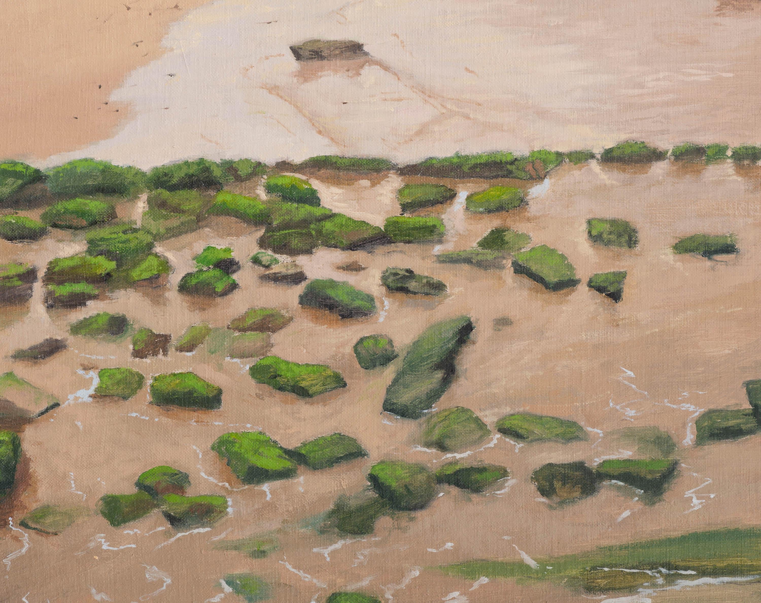 grüne steine am strand