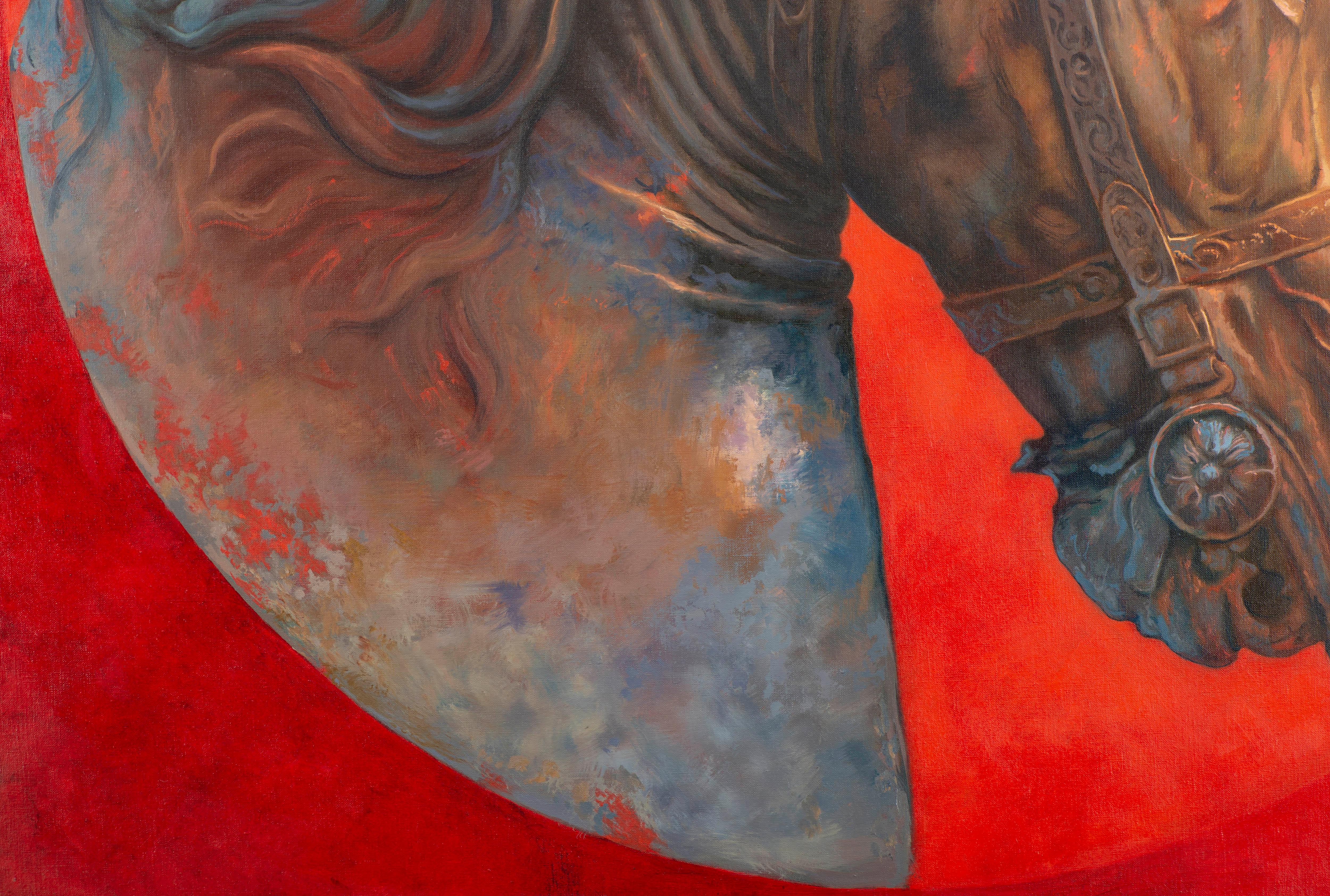 Horse Head - Animal Painting Marrone di Juan Álvarez Cebrián