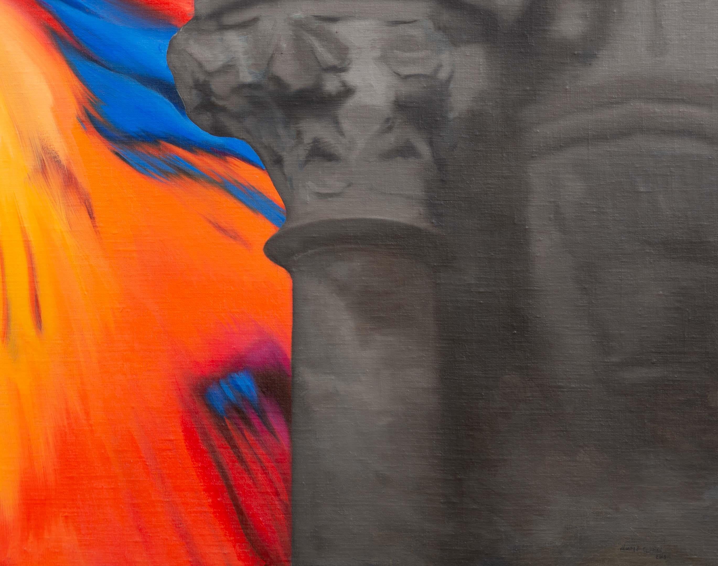 Rivoluzione interiore - Figurative Painting Grigio di Juan Álvarez Cebrián