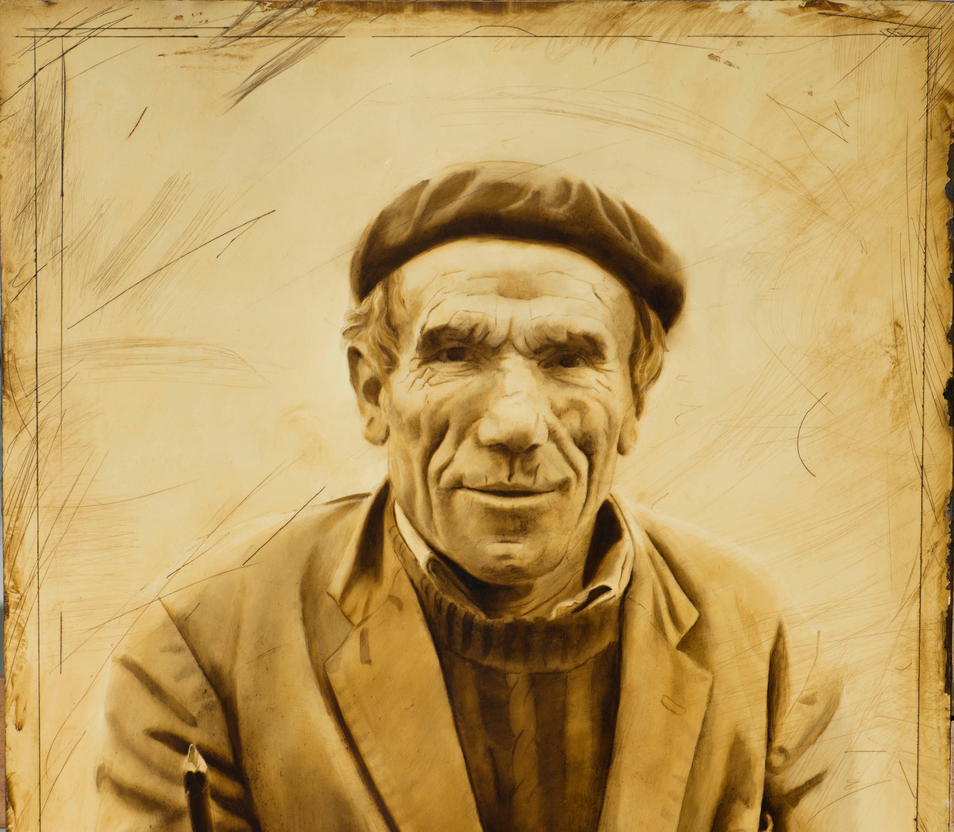 Uomo - Portrait Painting Marrone di Juan Álvarez Cebrián