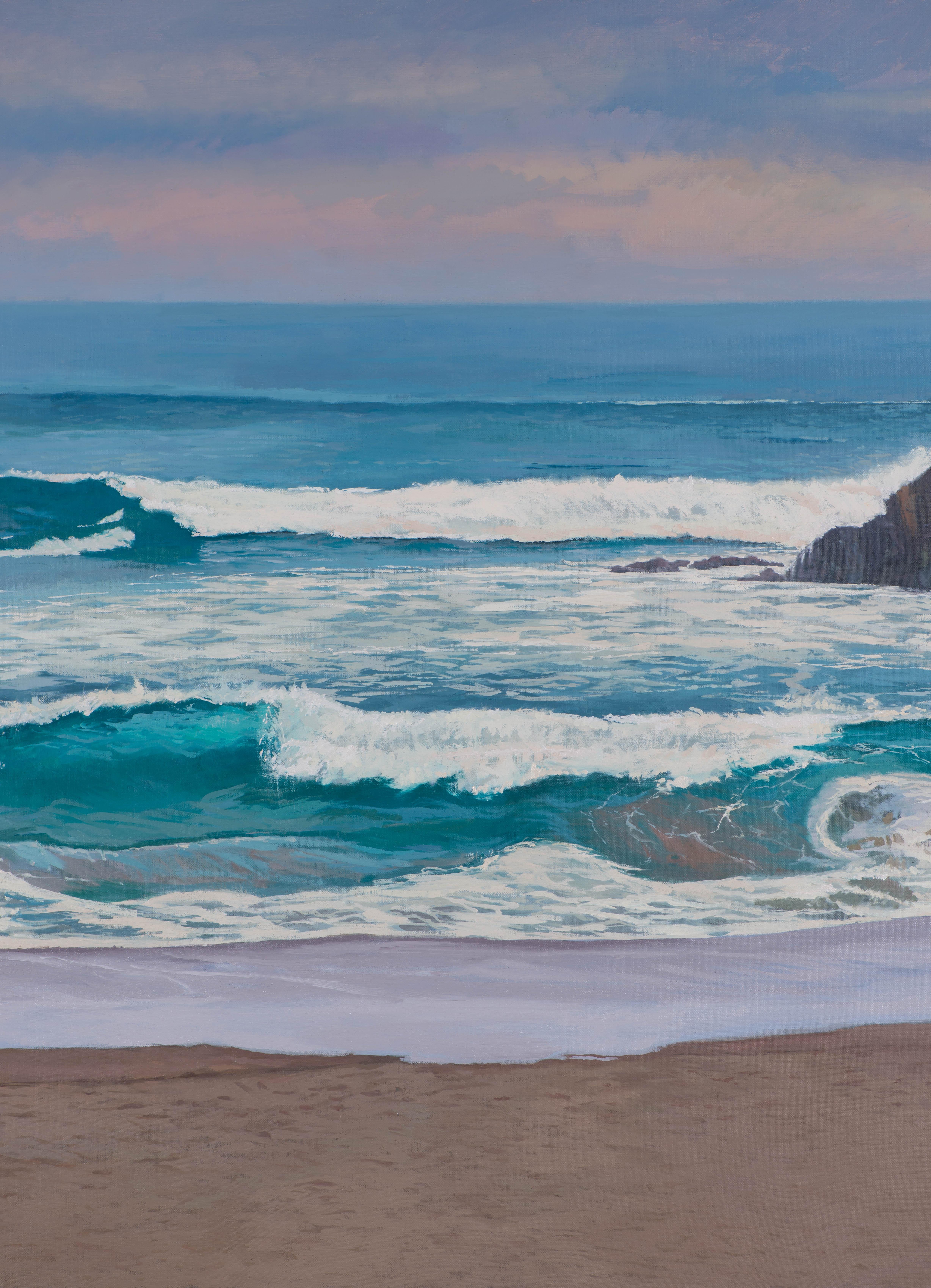 Mar Cantábrico - Gray Landscape Painting by Juan Álvarez Cebrián