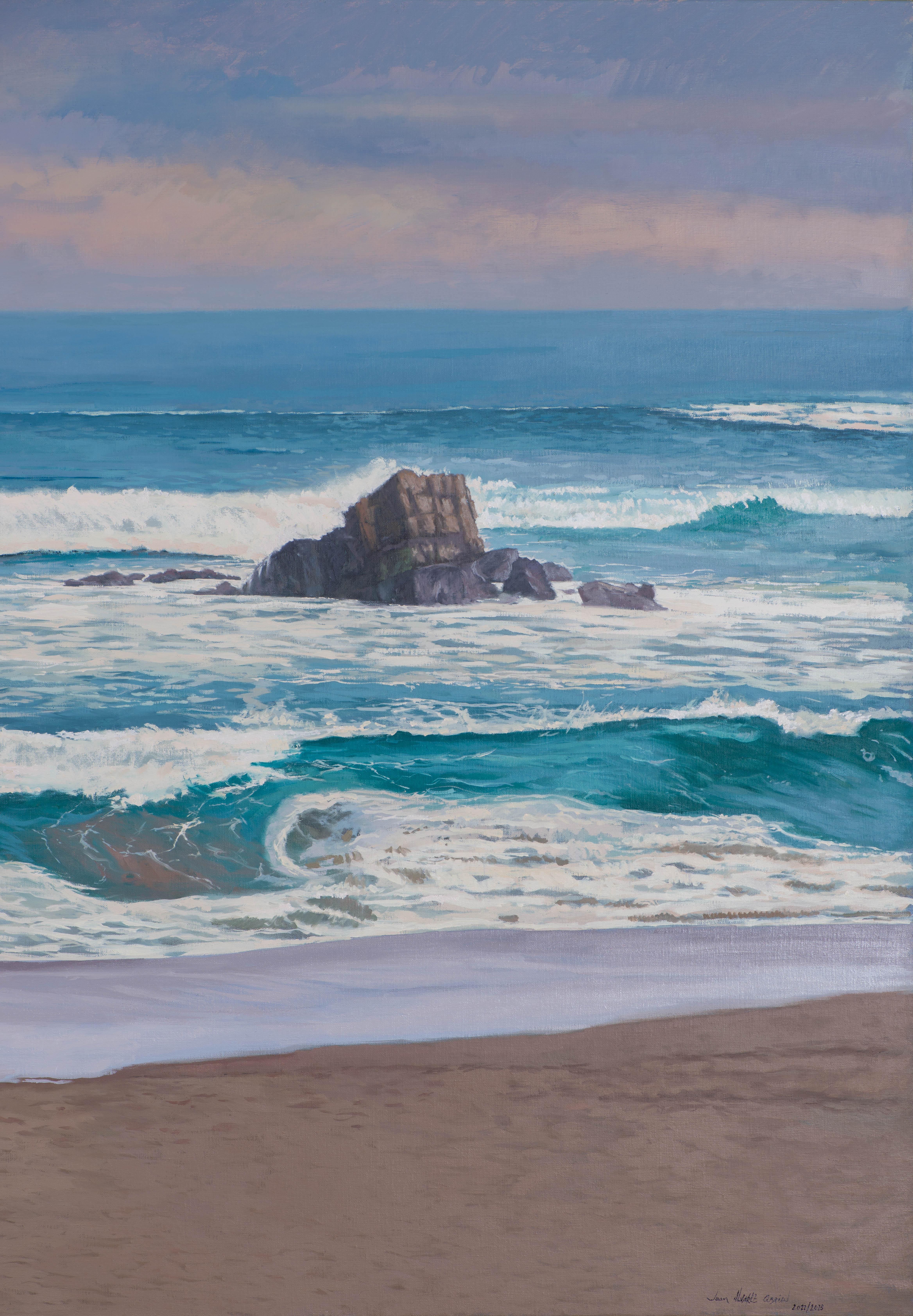 This artwork captures a view of Camel Beach, located in the city of Santander. The piece conveys the serenity and constant movement of the Cantabrian Sea, where the waves gently end at the shore, creating a hypnotic spectacle that is both delightful