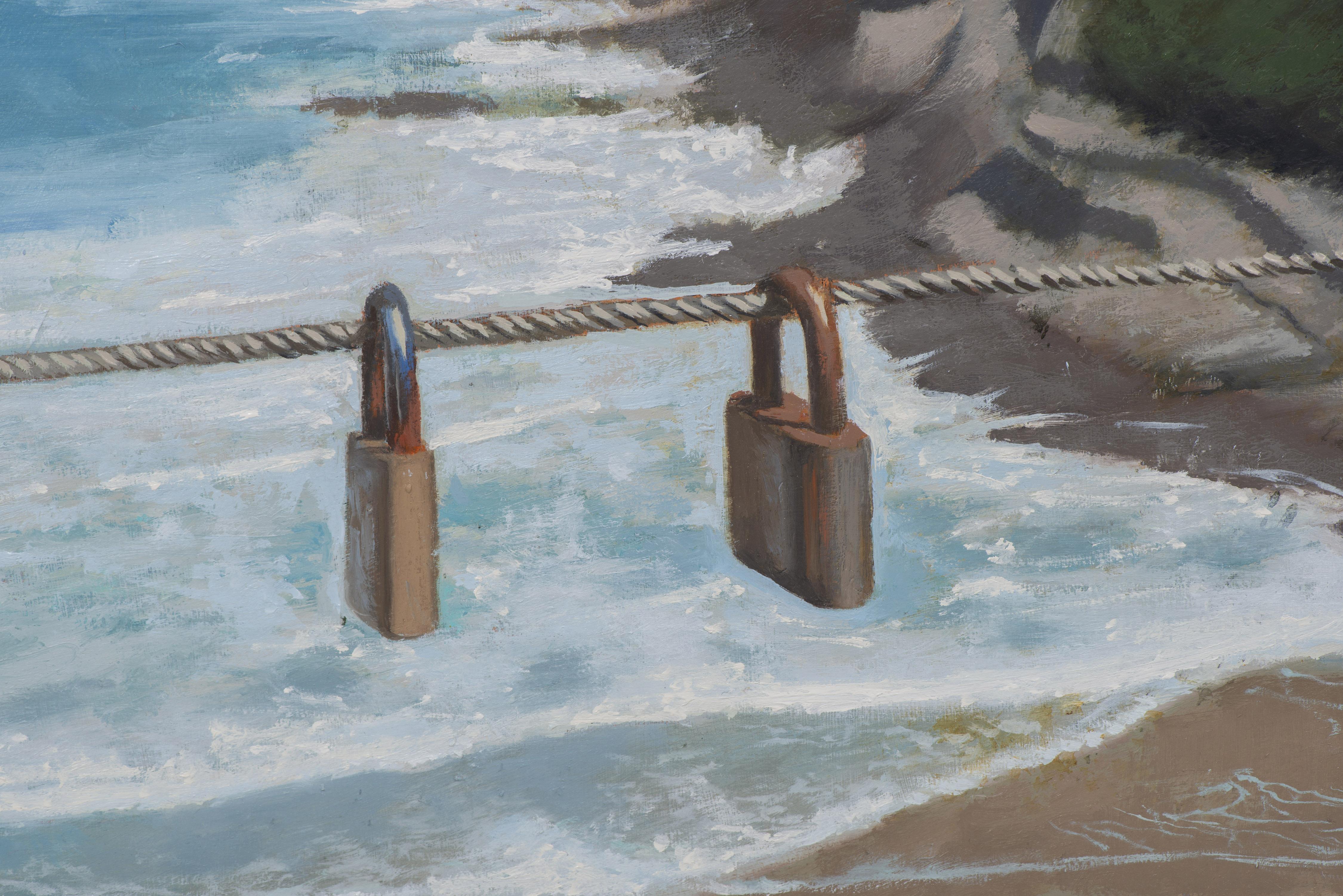 Padlocks in Mataleñas - Realist Painting by Juan Álvarez Cebrián