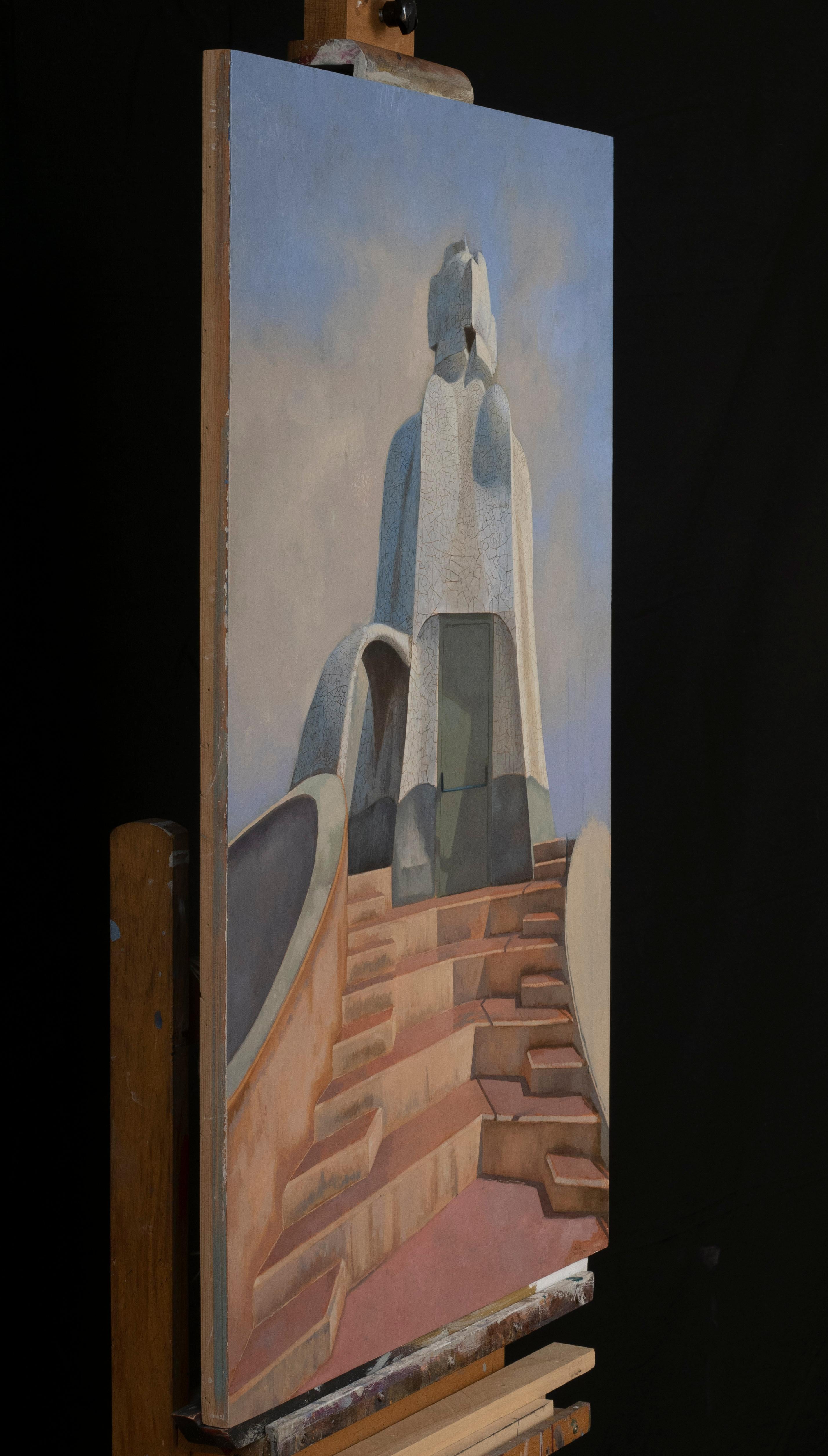 Pedrera I (Turm). (Braun), Landscape Painting, von Juan Álvarez Cebrián