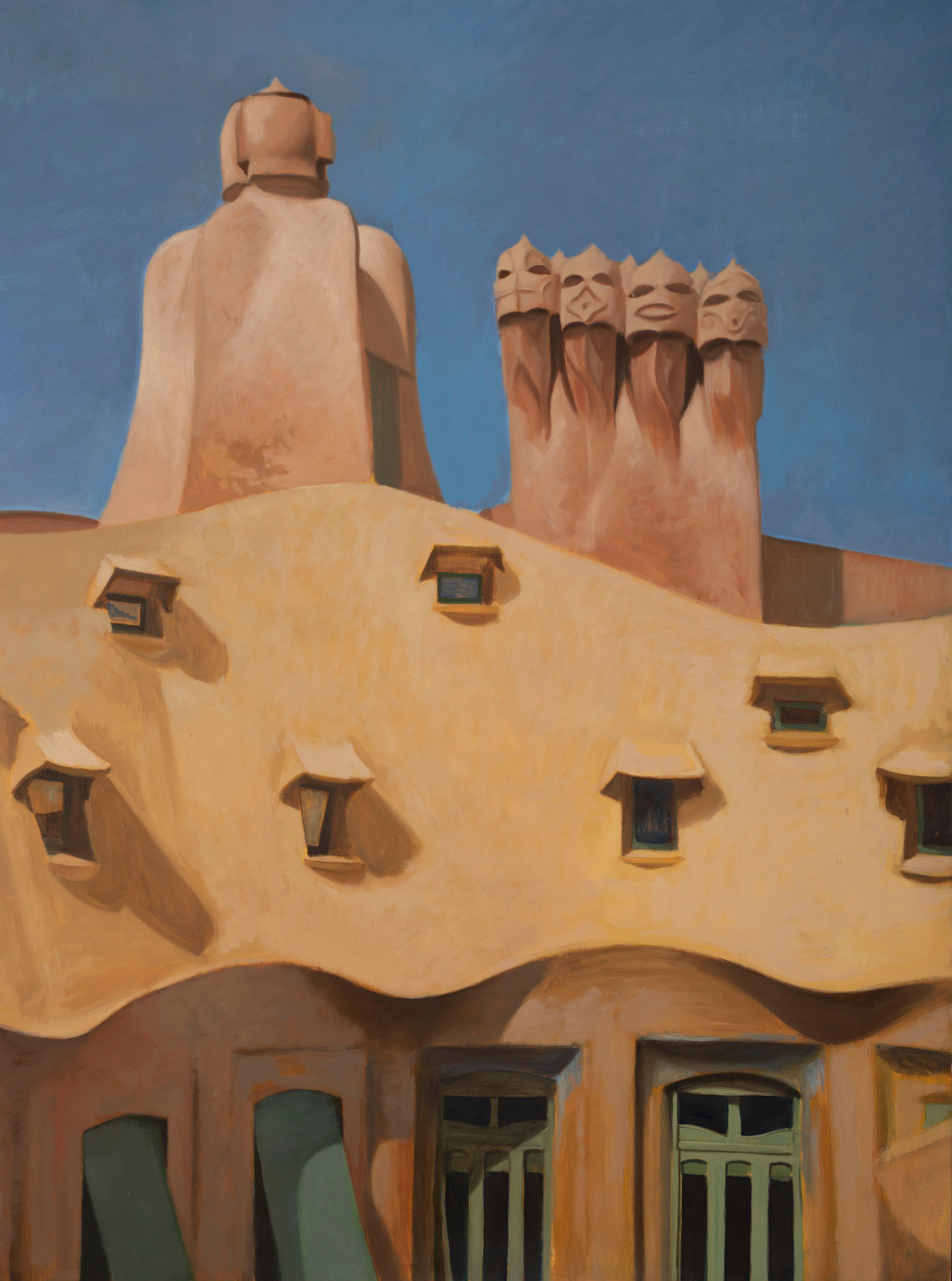 Pedrera III. (Dach). (Grau), Landscape Painting, von Juan Álvarez Cebrián