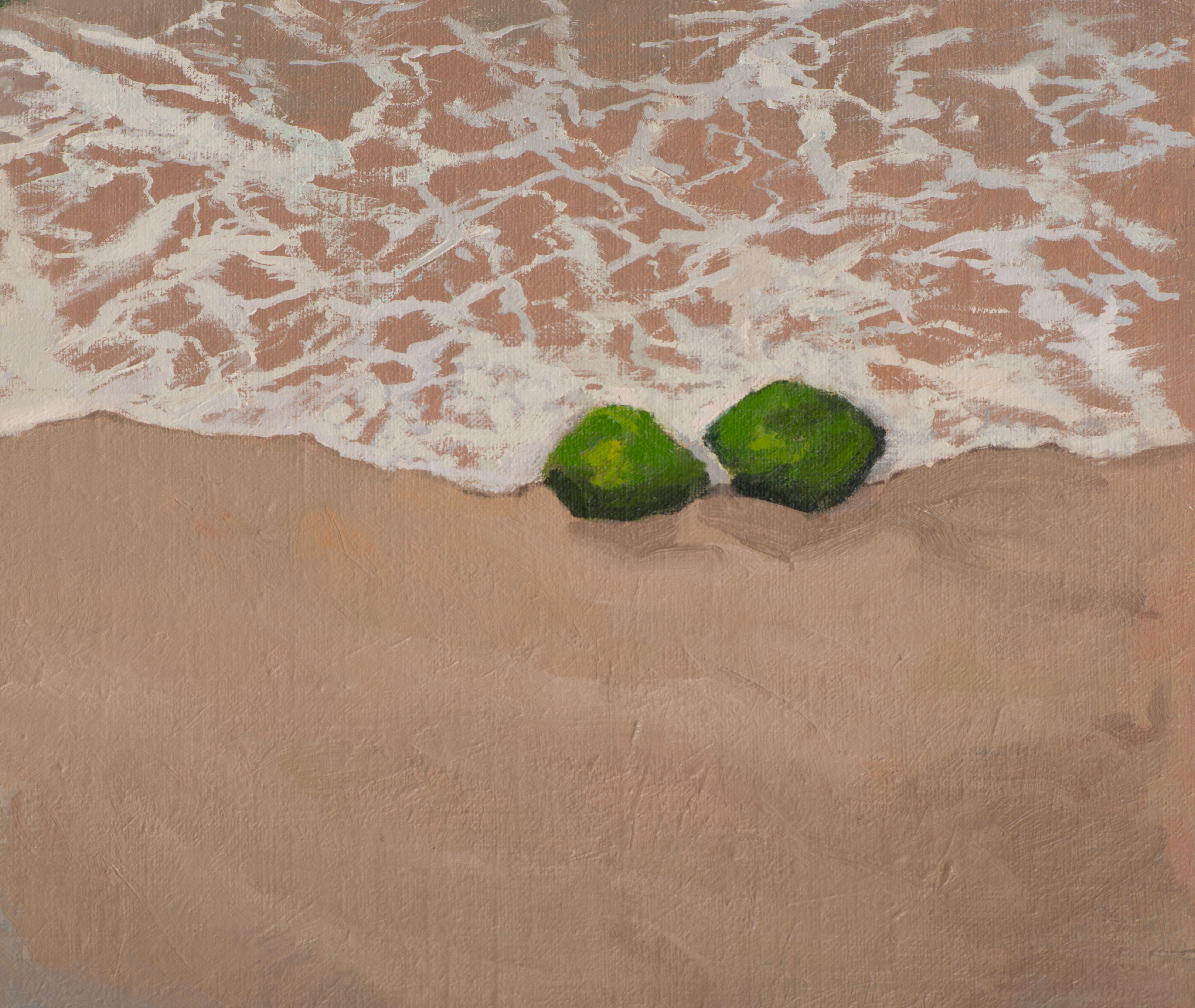 Piedras Verdes (diptychon) (Grau), Landscape Painting, von Juan Álvarez Cebrián