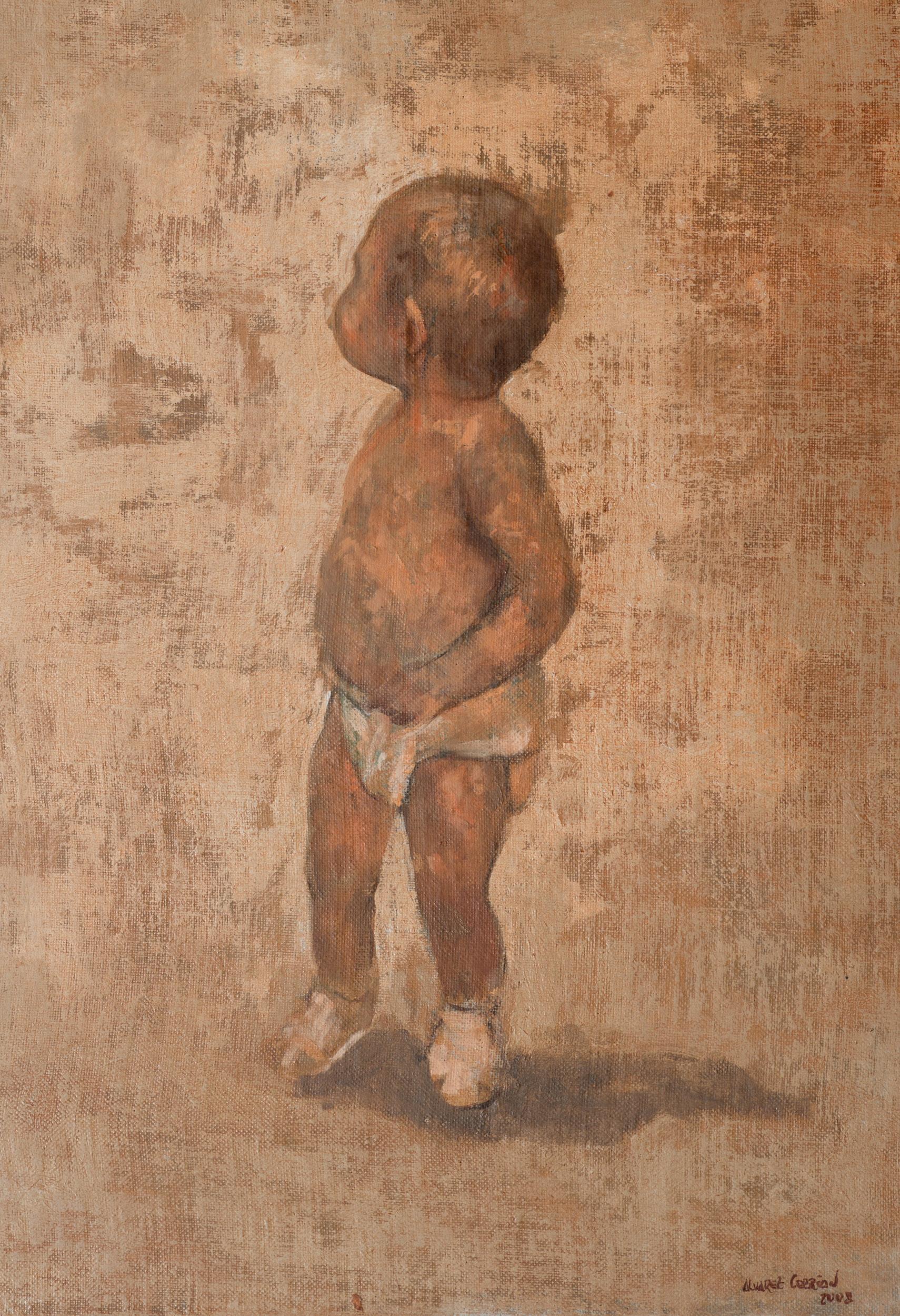 Protecteur (diptyque) - Marron Figurative Painting par Juan Álvarez Cebrián