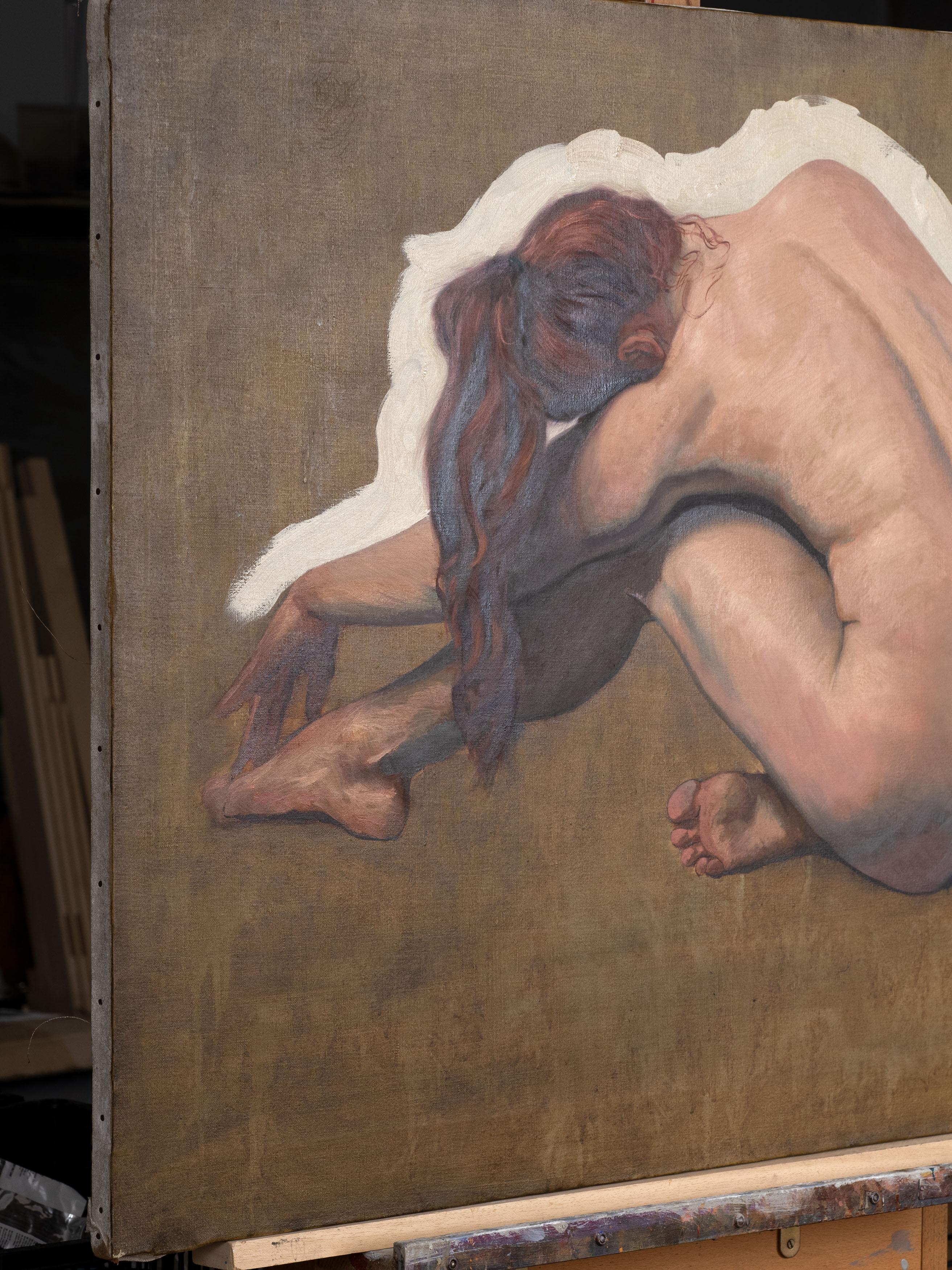 Plus qu'une simple représentation artistique, cette peinture sert d'étude de la figure humaine, caractérisée par une technique d'exécution lâche et rapide. Le choix des tons ocre pour l'arrière-plan accentue la silhouette du nu féminin.
La technique