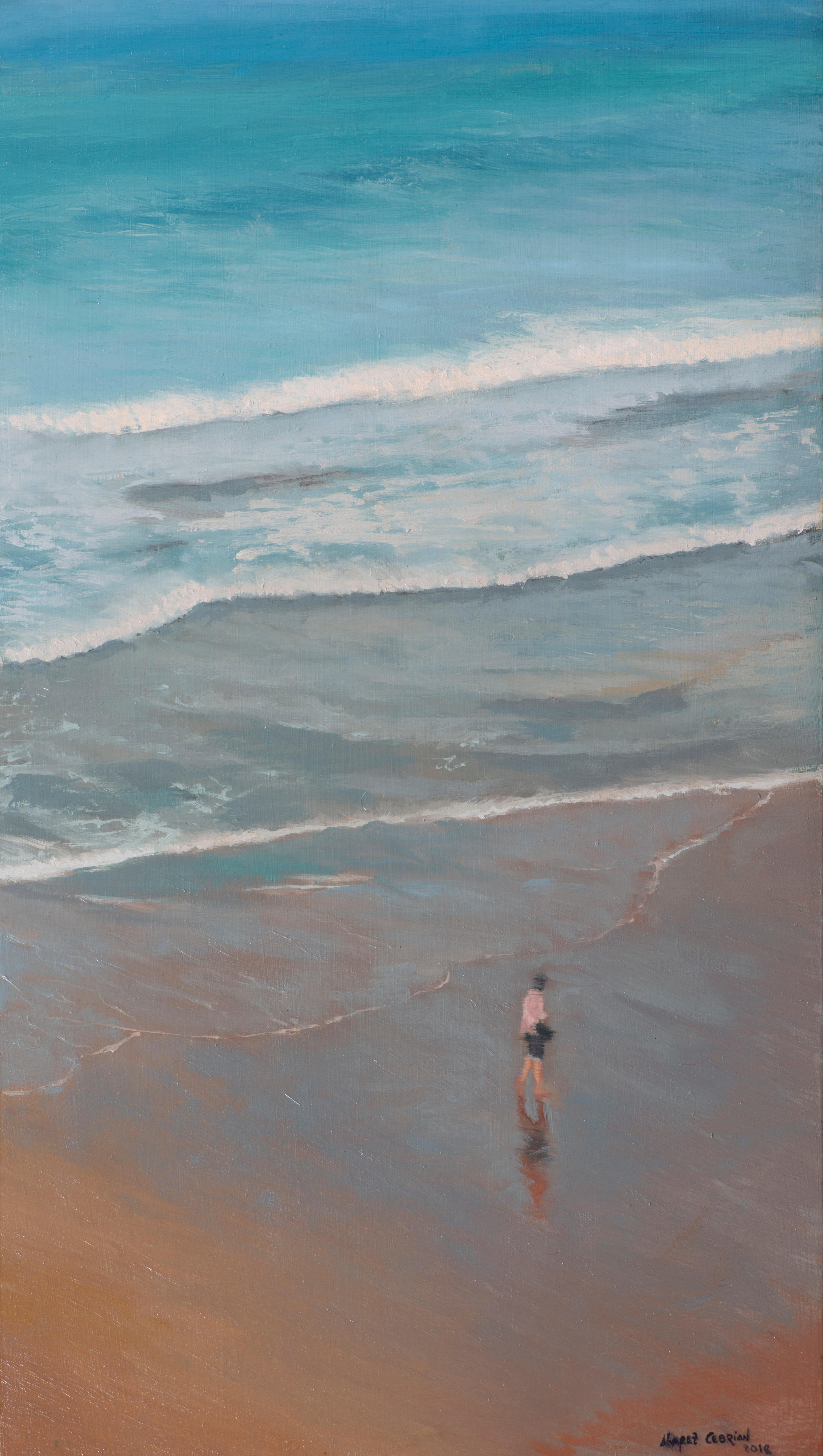 Santander Beach - Painting by Juan Álvarez Cebrián
