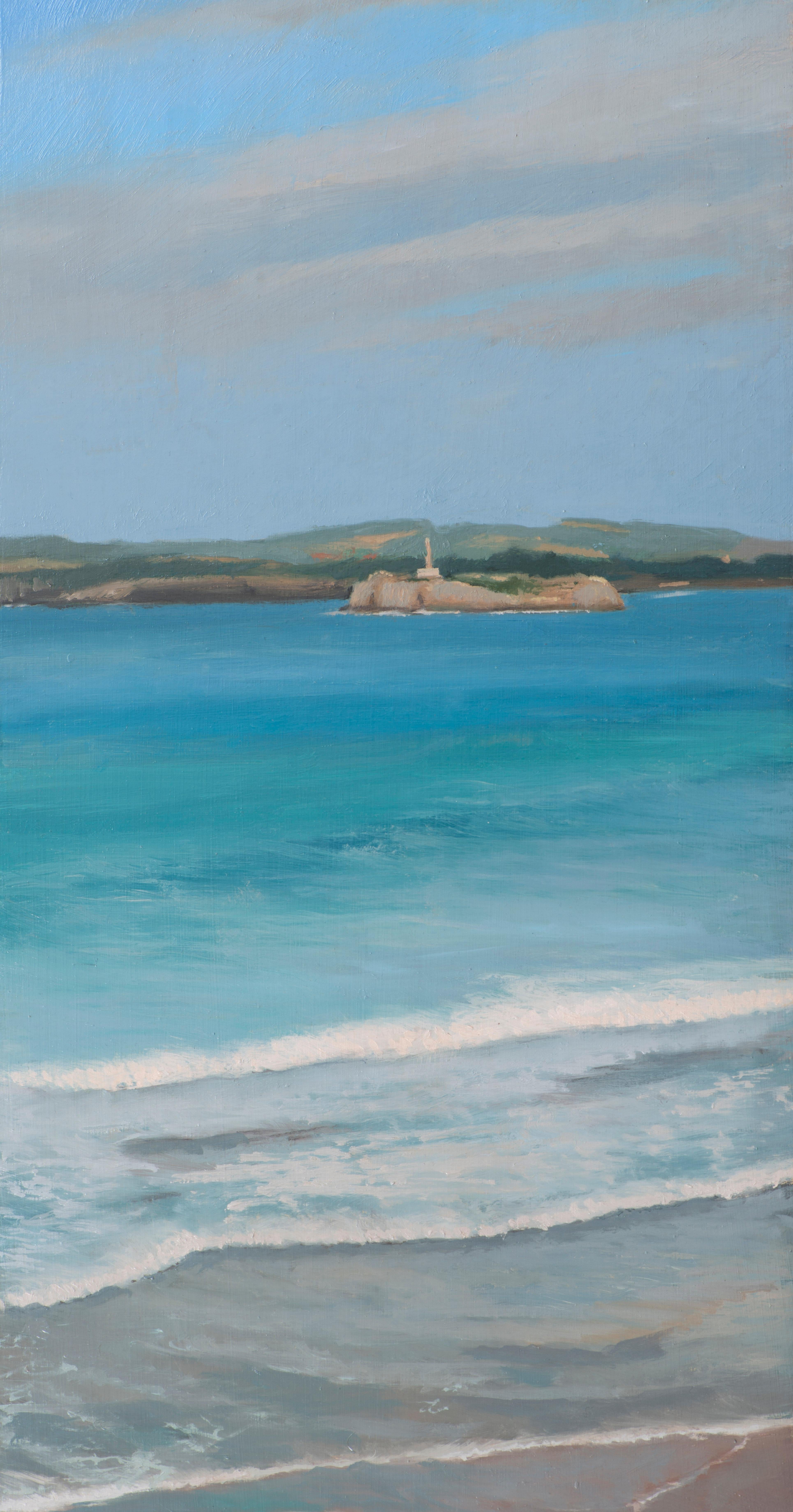 Santander Beach - Realist Painting by Juan Álvarez Cebrián