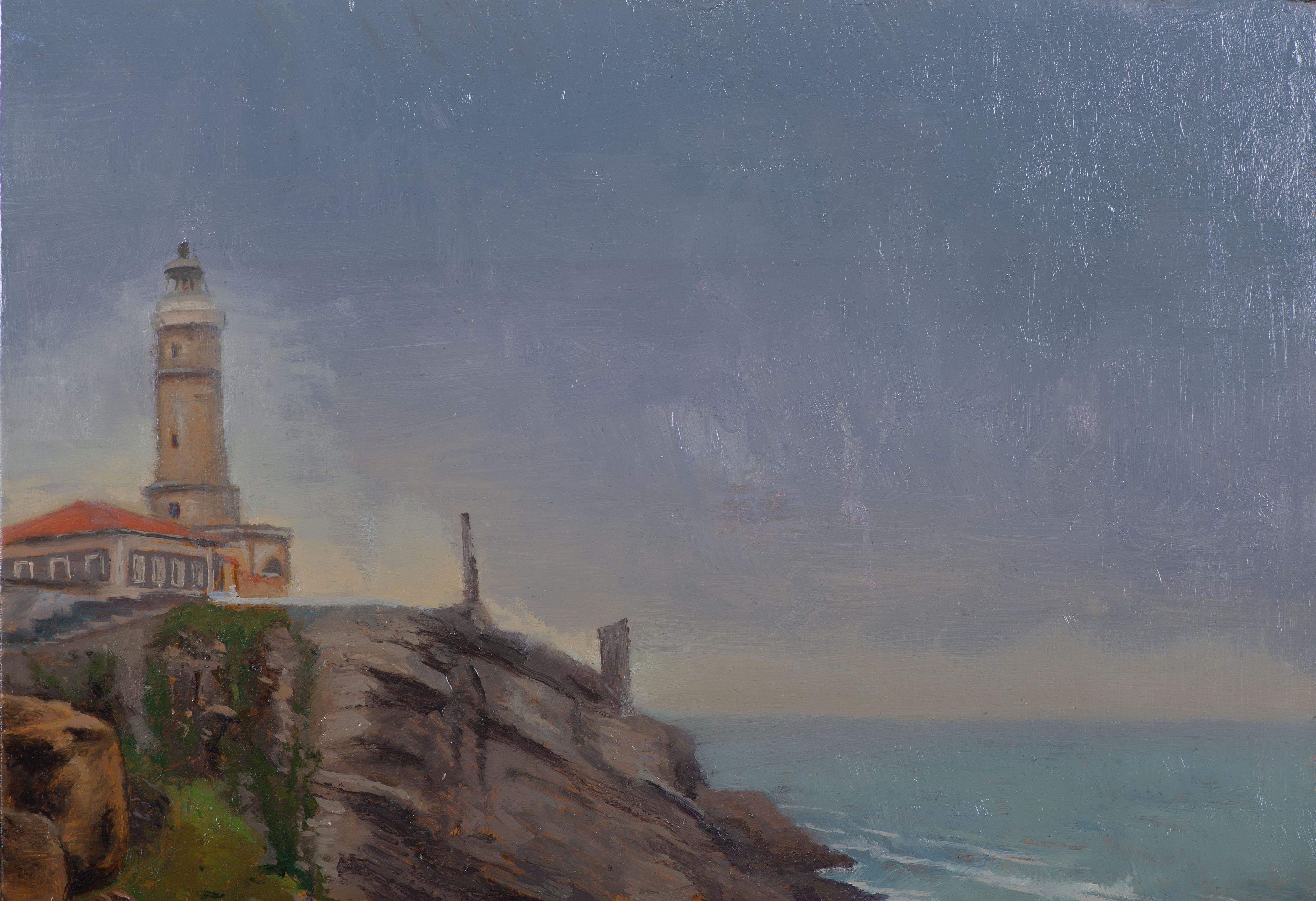 Leuchtturm von Santander – Painting von Juan Álvarez Cebrián