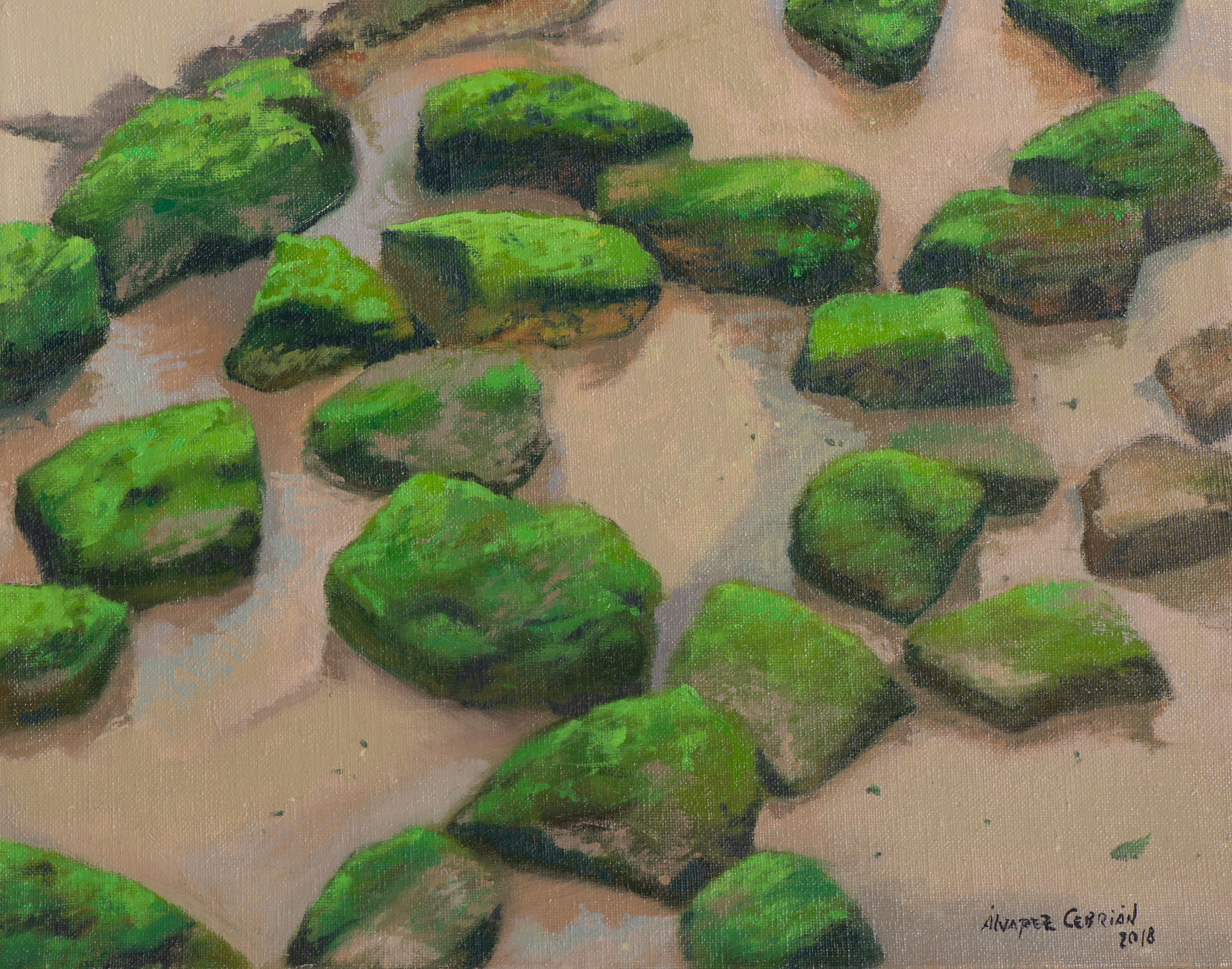 Shore 1 (Grau), Landscape Painting, von Juan Álvarez Cebrián