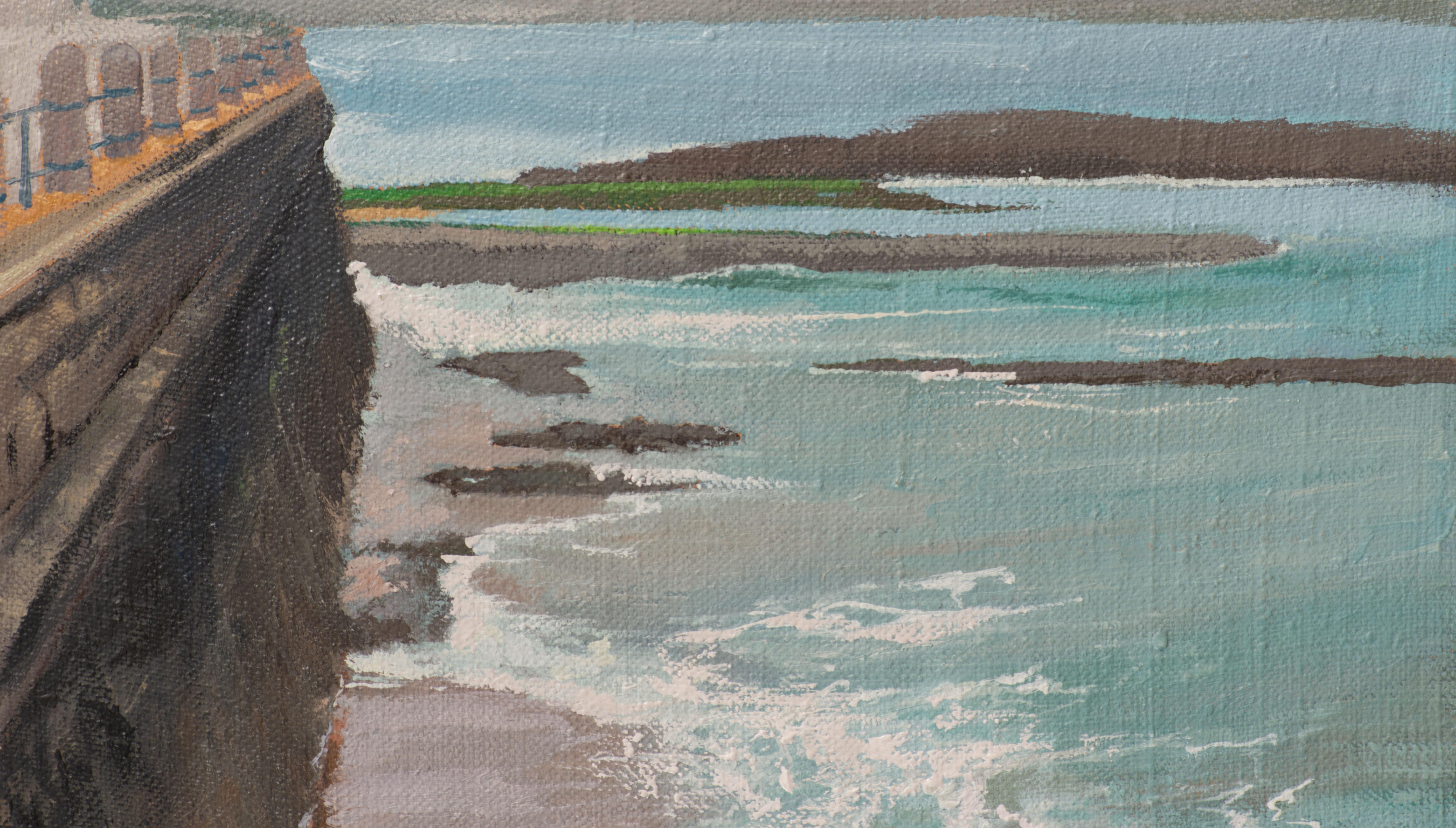 SHORE 2 (Grau), Landscape Painting, von Juan Álvarez Cebrián