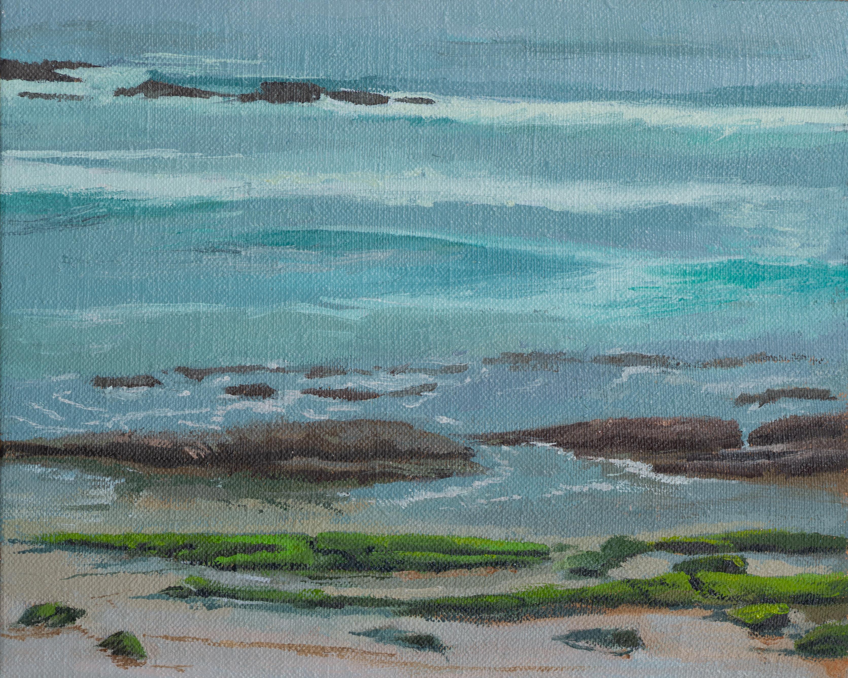 Shore 3 (Grau), Landscape Painting, von Juan Álvarez Cebrián