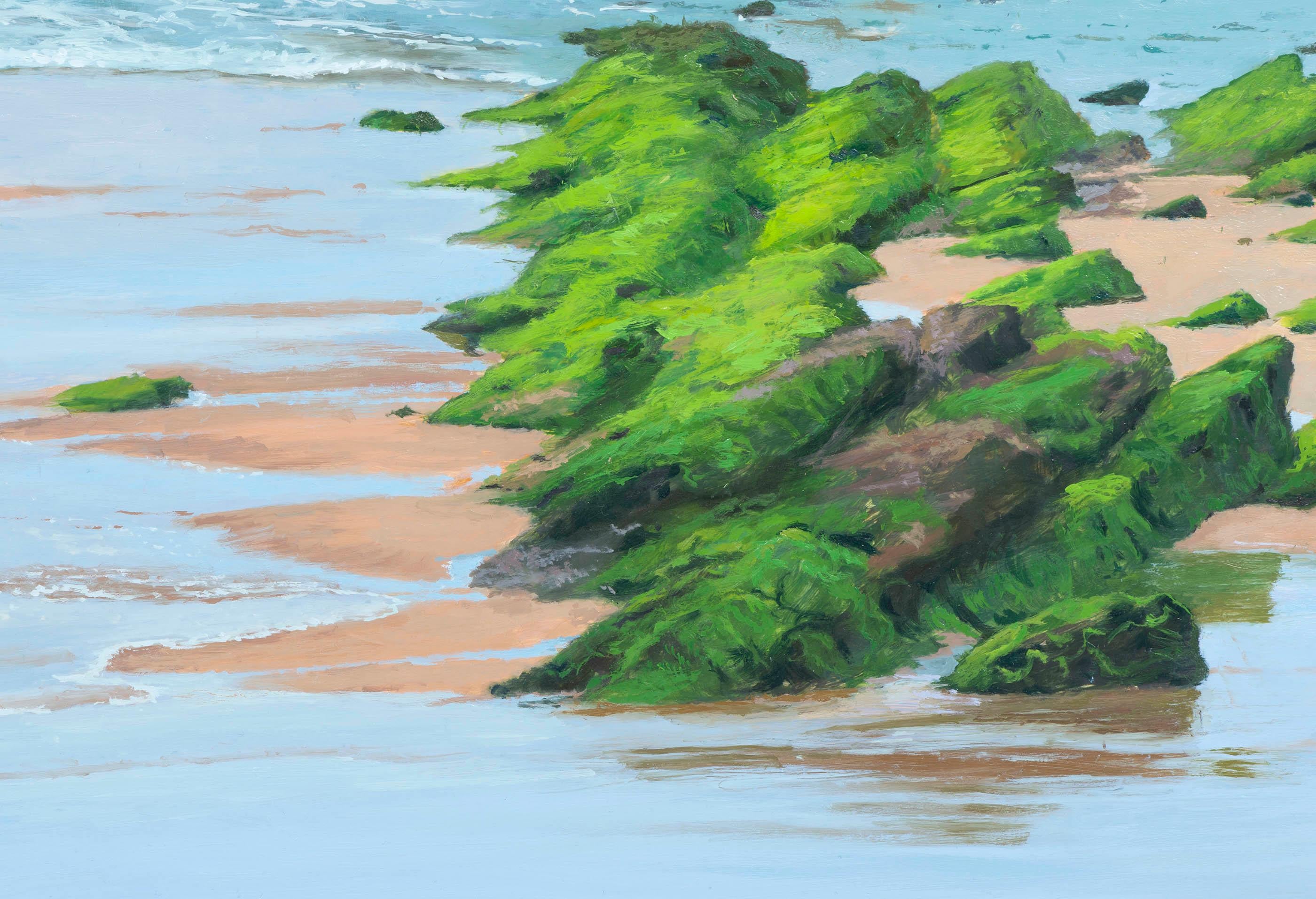 Shore mit grünen Steinen (Realismus), Painting, von Juan Álvarez Cebrián