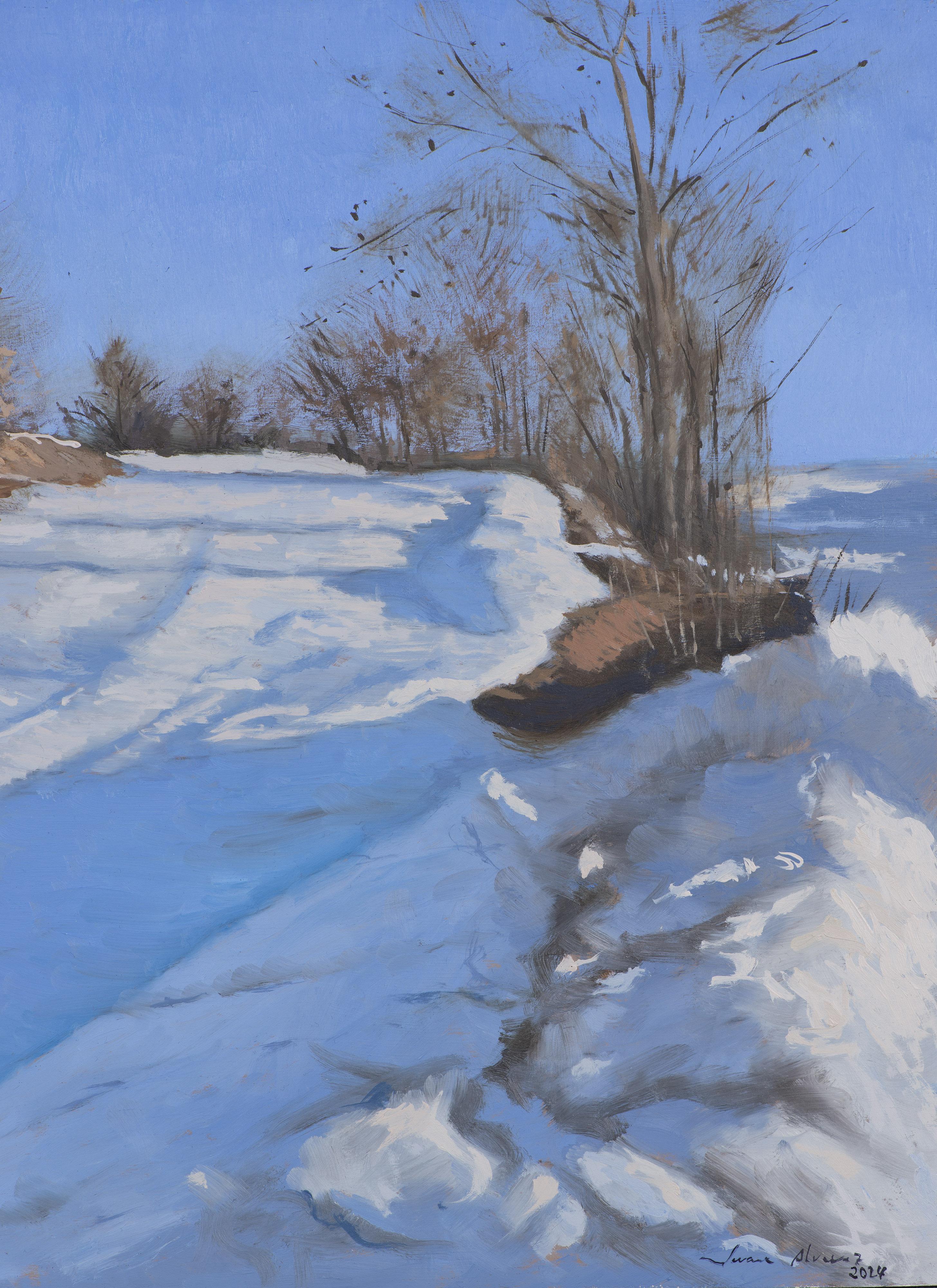 Schneefeld (Blau), Landscape Painting, von Juan Álvarez Cebrián
