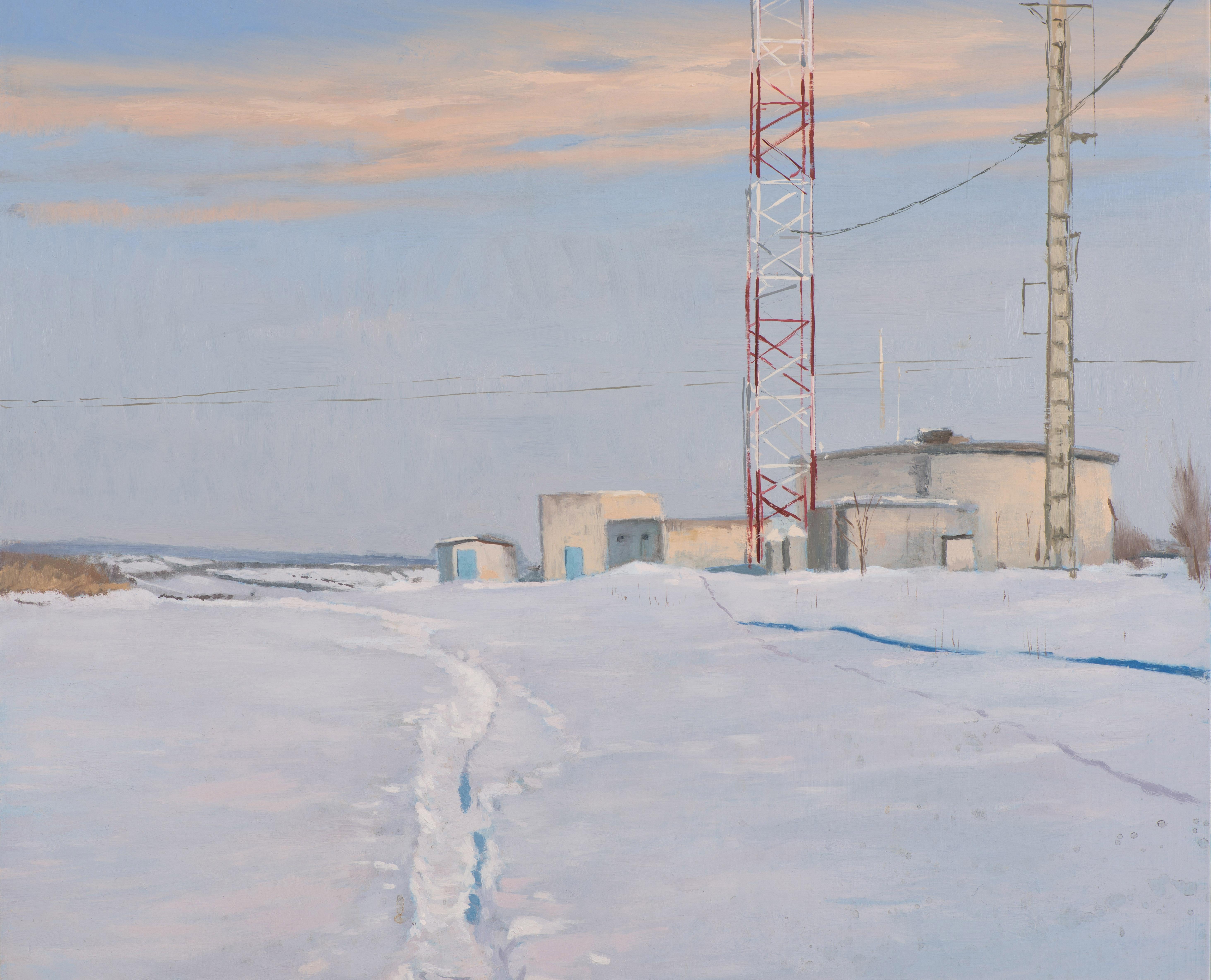 Snow in the Deposits II - Realist Painting by Juan Álvarez Cebrián