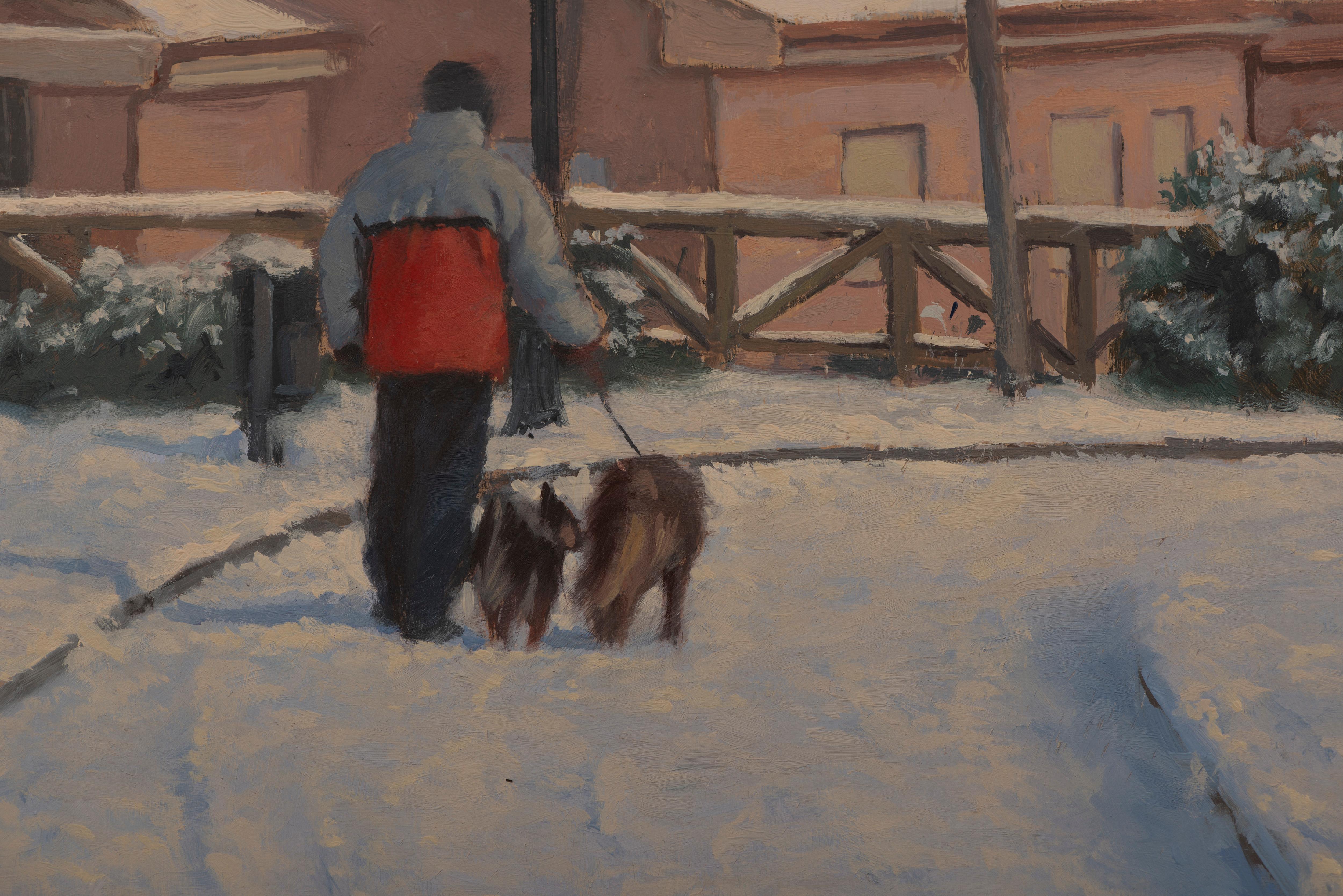 Schnee im Park I (Realismus), Painting, von Juan Álvarez Cebrián
