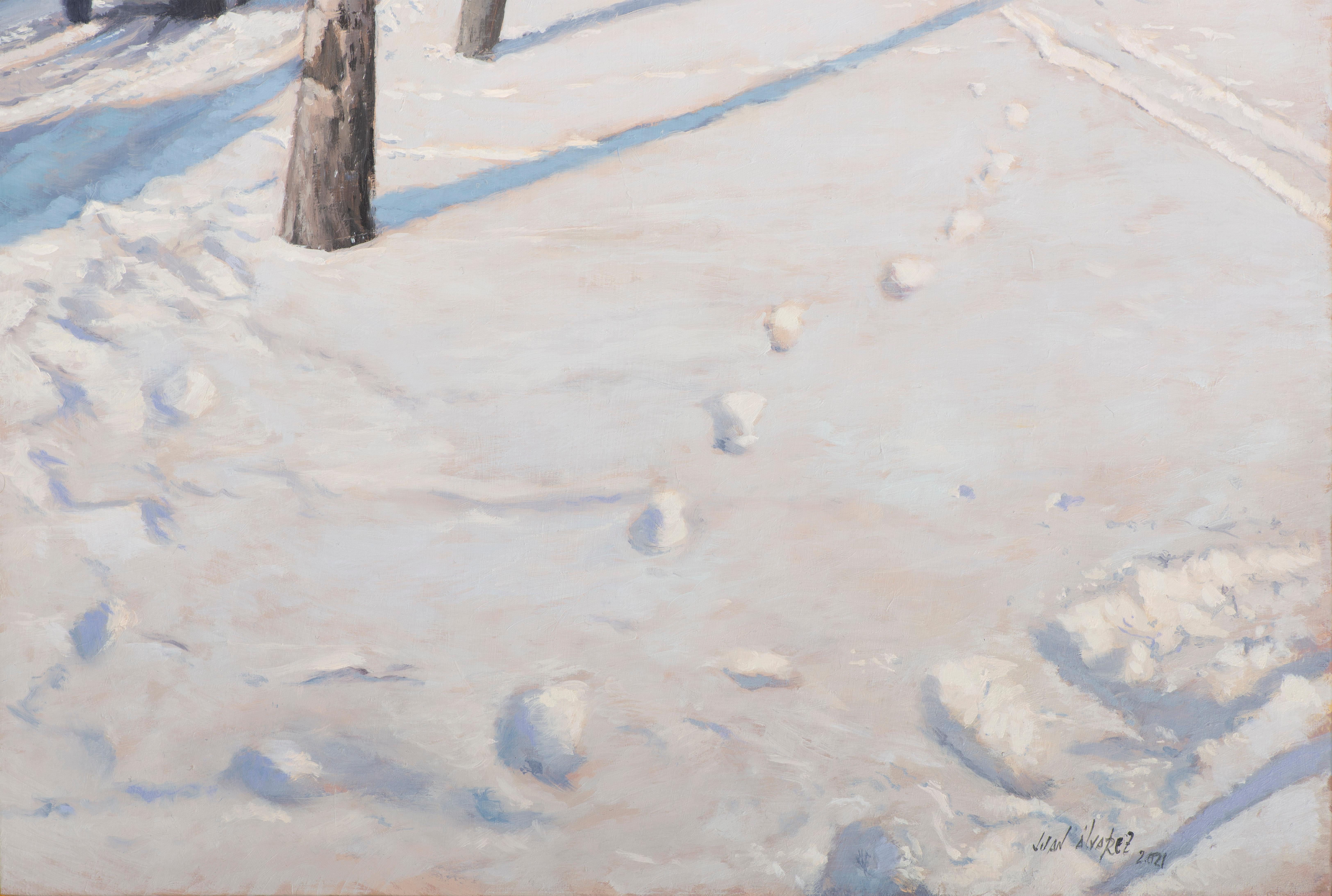 Schnee im Park II – Painting von Juan Álvarez Cebrián