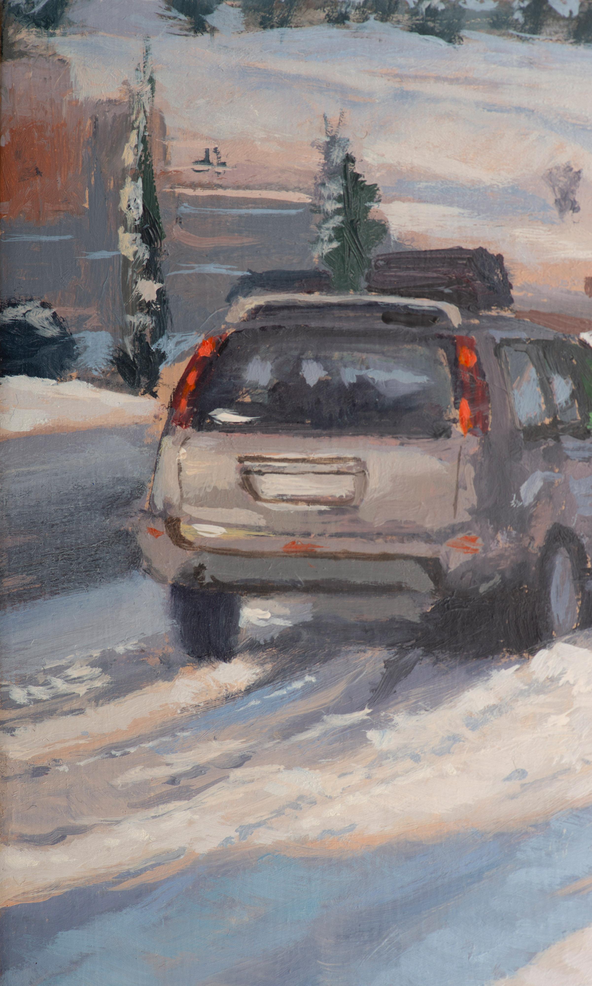 Schnee im Park II (Grau), Landscape Painting, von Juan Álvarez Cebrián