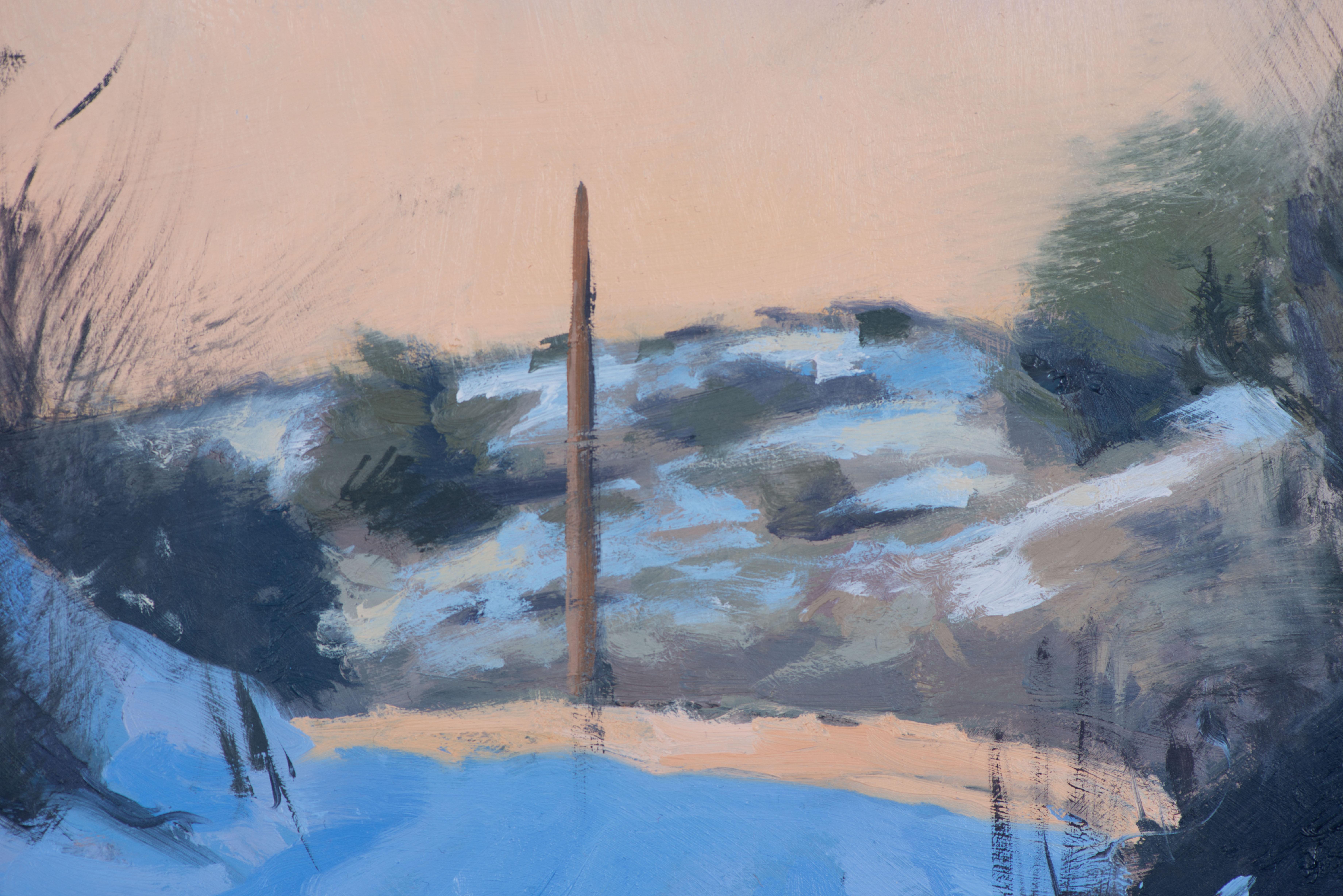 Strada innevata - Painting Realismo di Juan Álvarez Cebrián