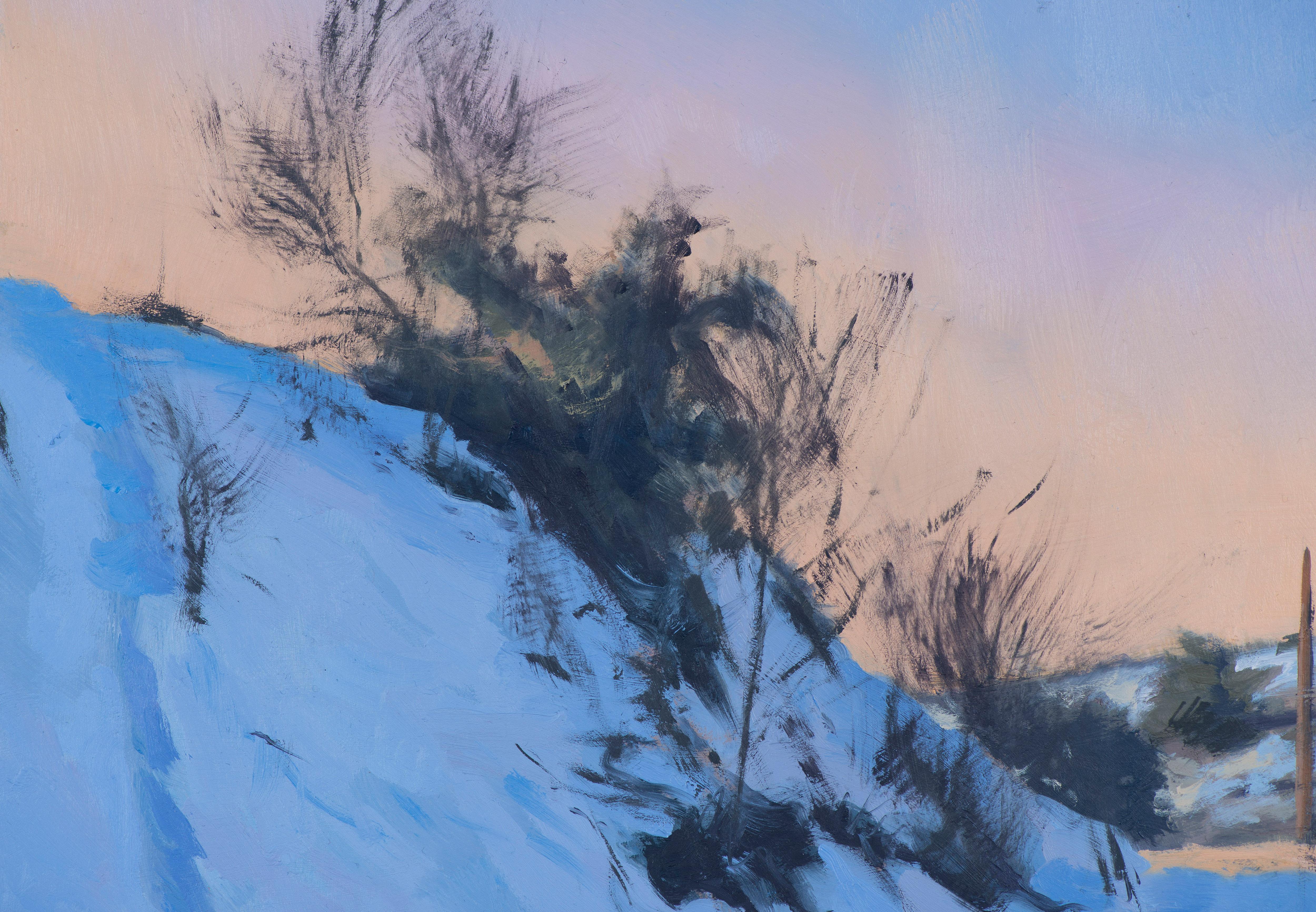 Strada innevata - Landscape Painting Blu di Juan Álvarez Cebrián