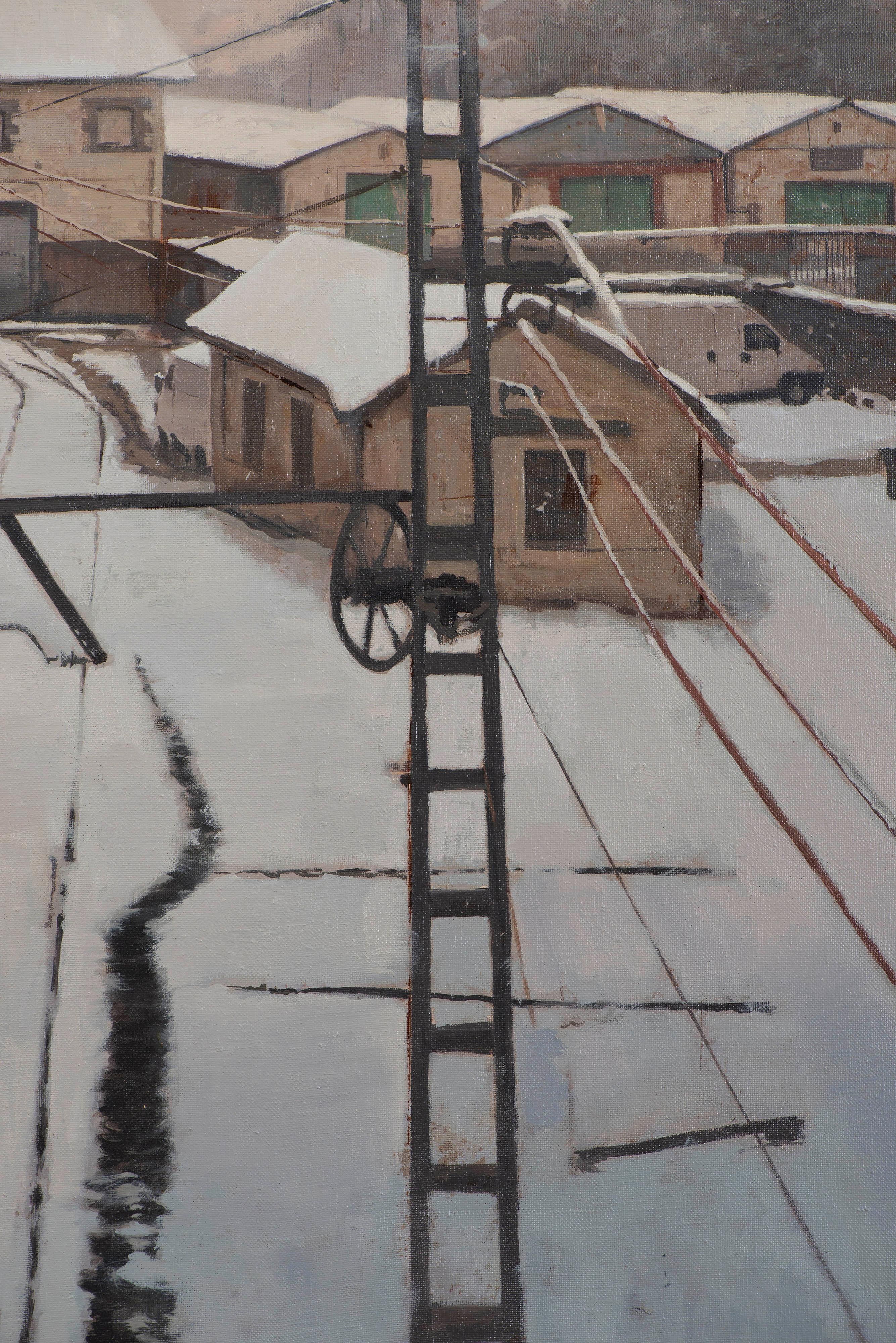 Snowy season - Photorealist Painting by Juan Álvarez Cebrián