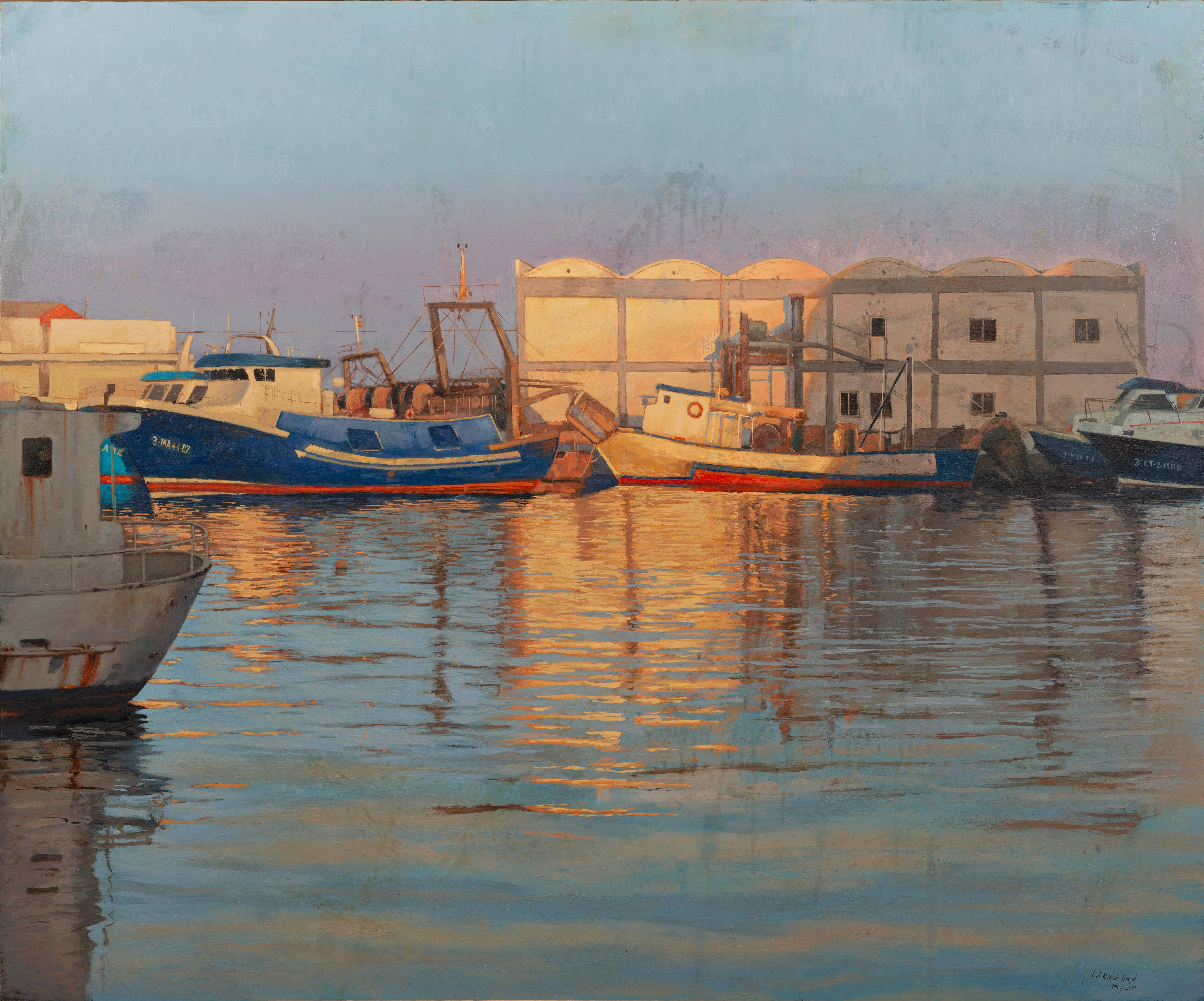Sunset in a harbor