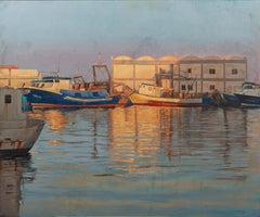 Puesta de sol en un puerto