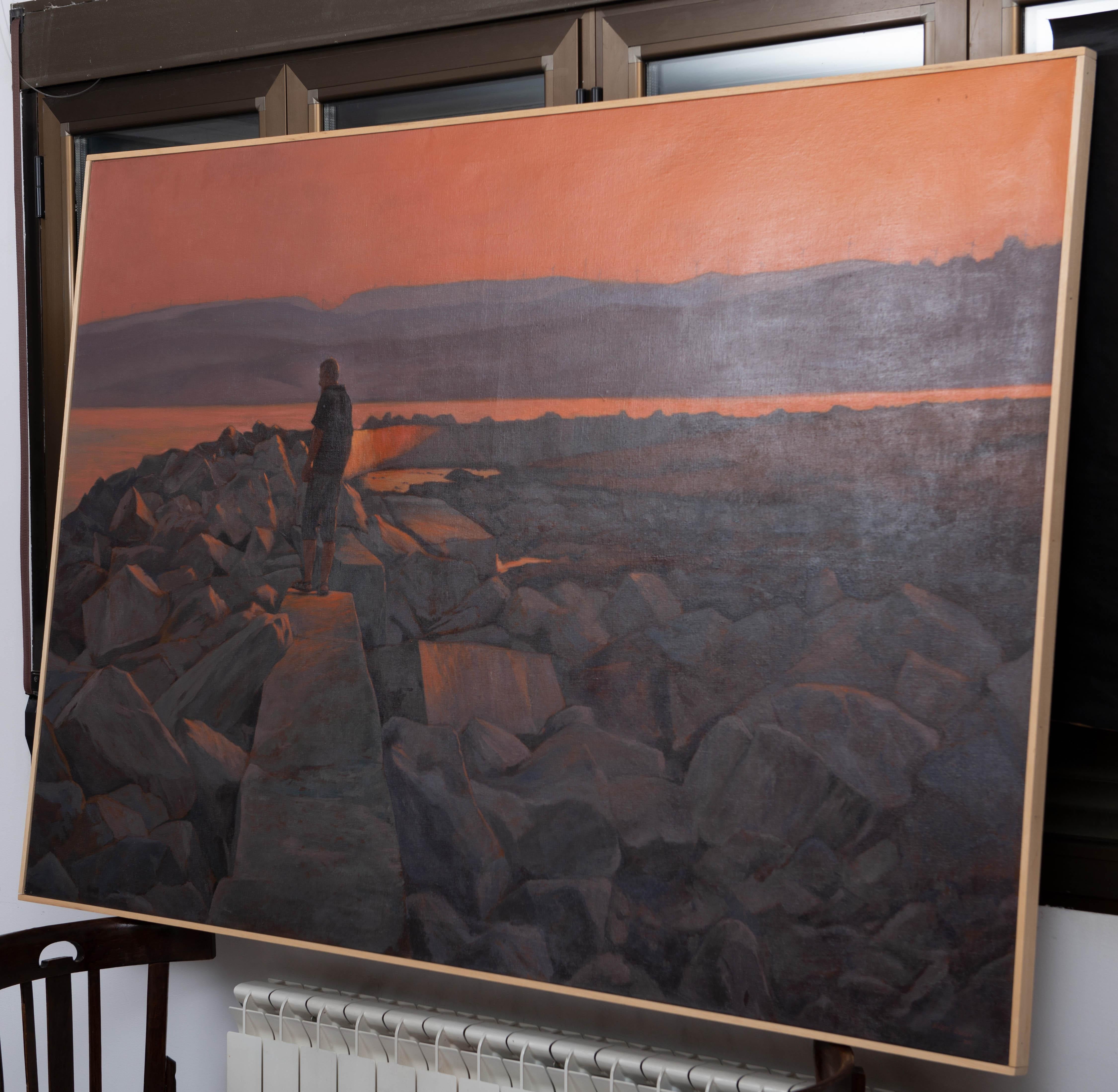 Sonnenuntergang auf dem Wellenbrecher. im Angebot 8