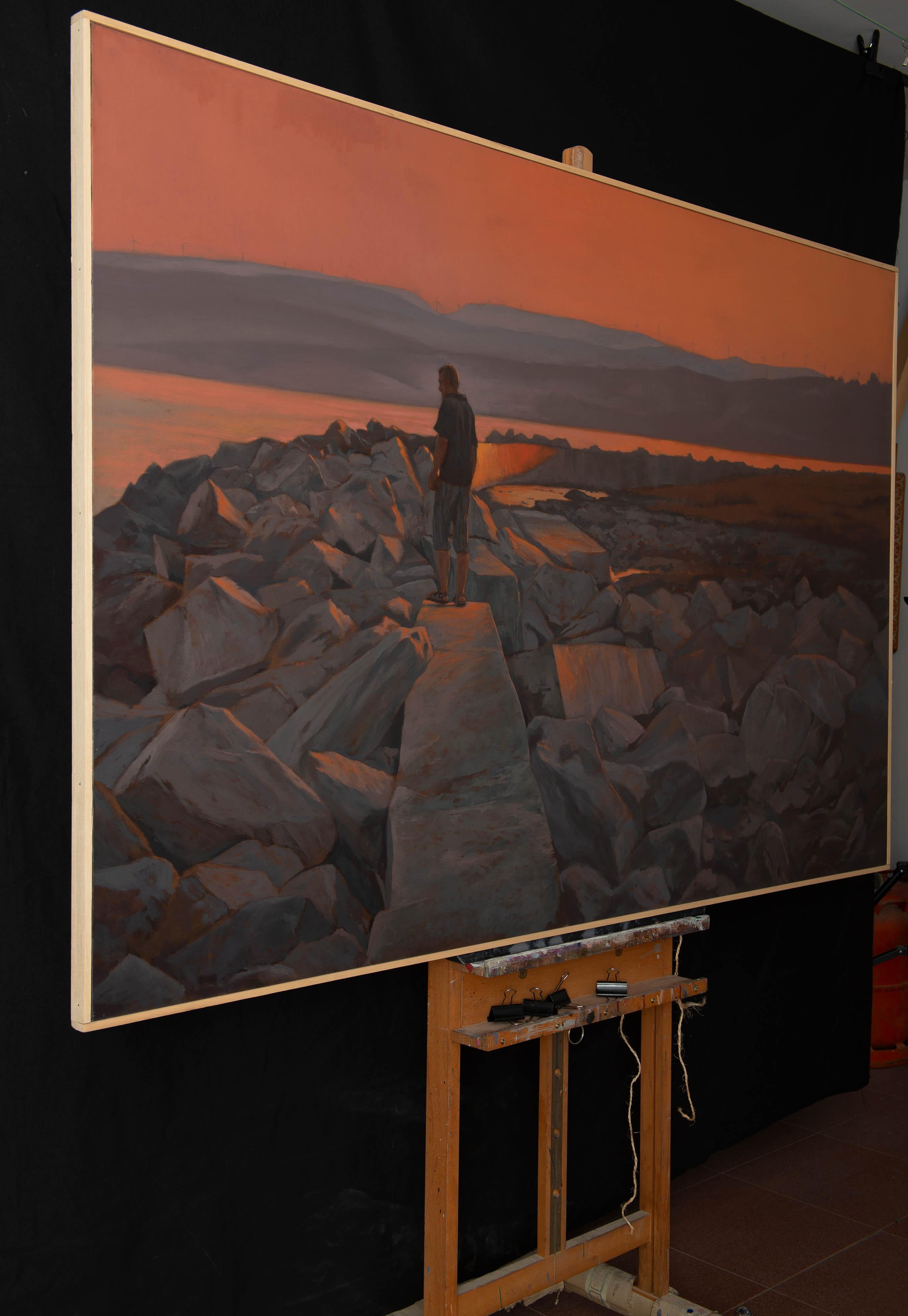 Sonnenuntergang auf dem Wellenbrecher. im Angebot 9