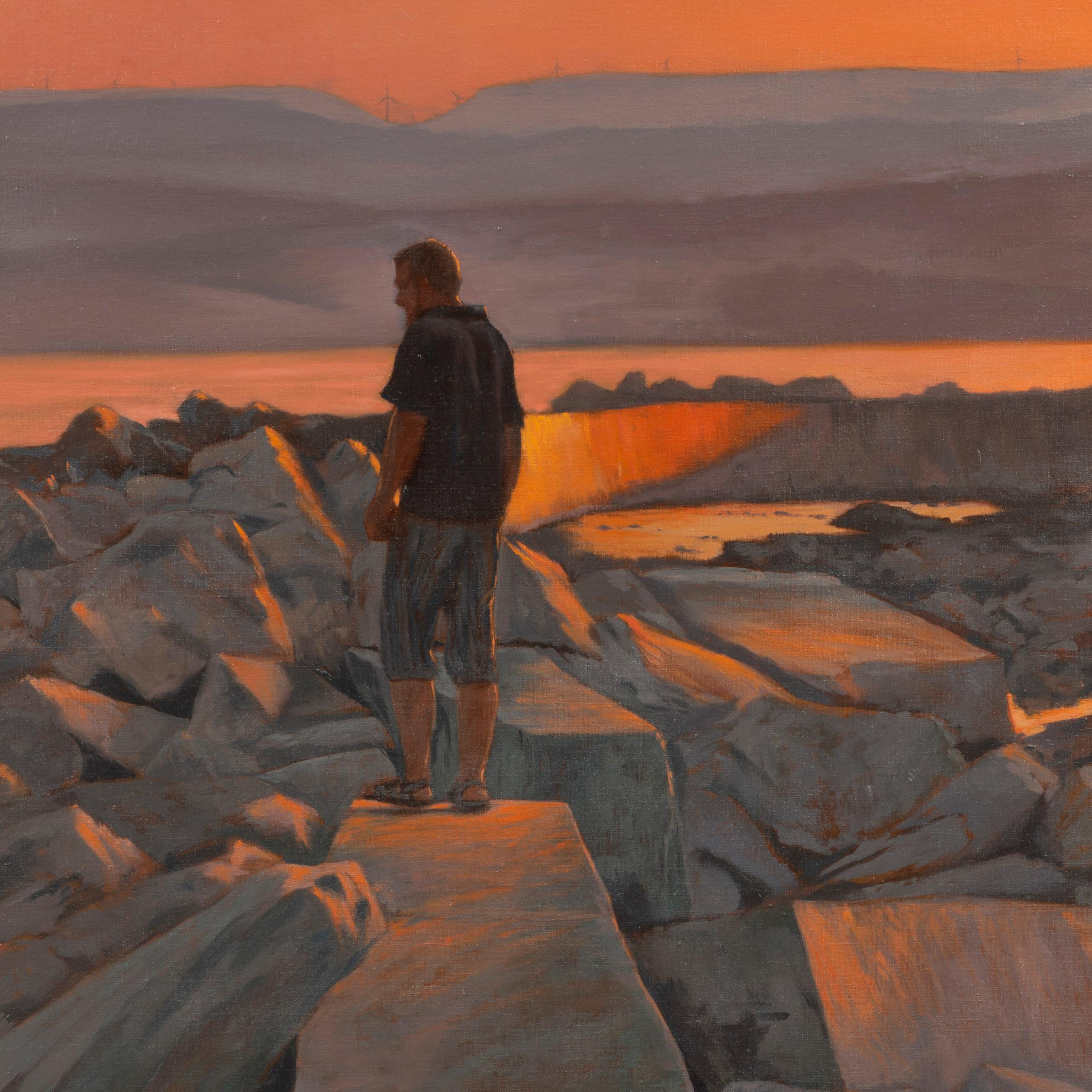Sonnenuntergang auf dem Wellenbrecher. im Angebot 1