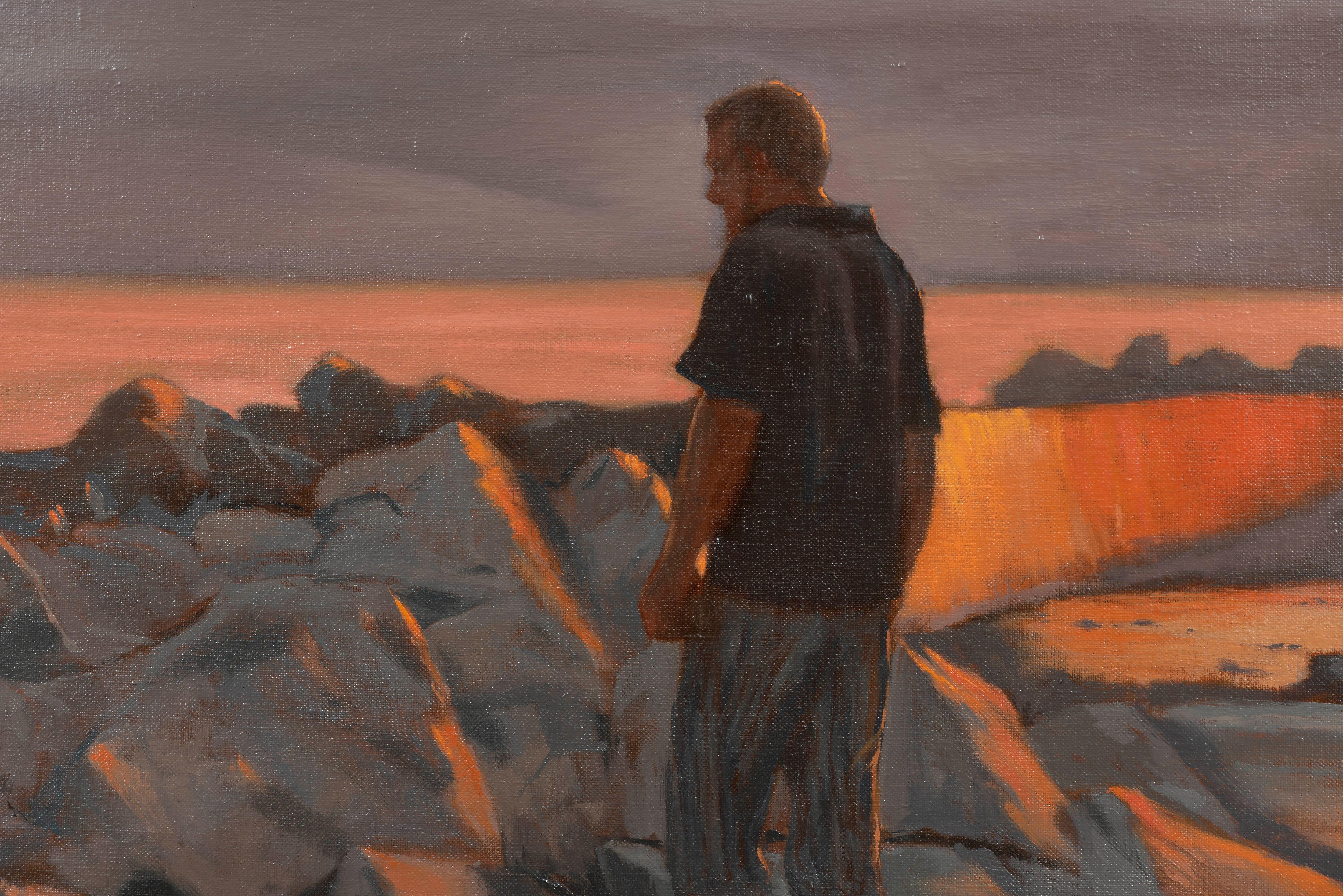 Sonnenuntergang auf dem Wellenbrecher. im Angebot 4