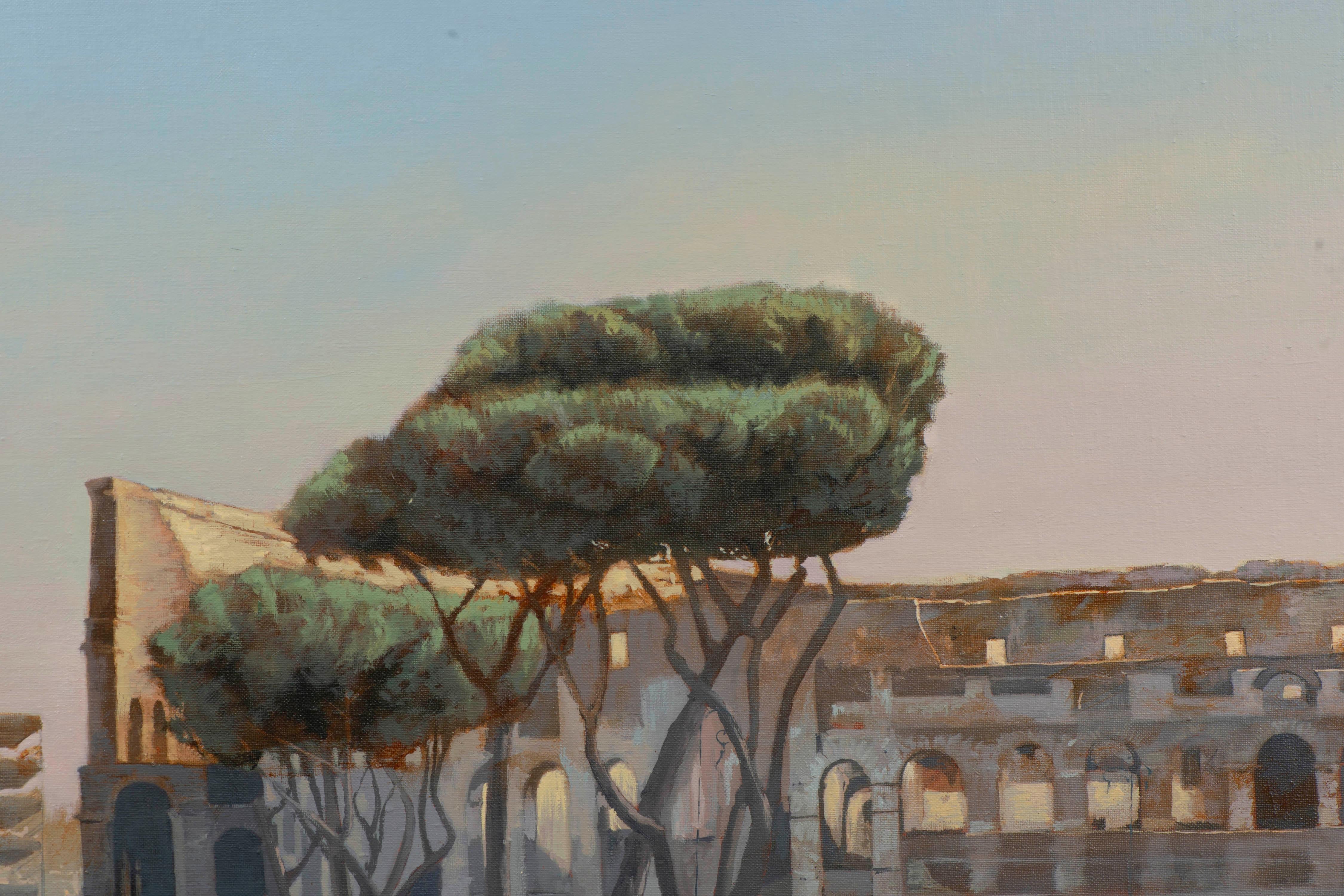 Touristen in Rom (Grau), Figurative Painting, von Juan Álvarez Cebrián