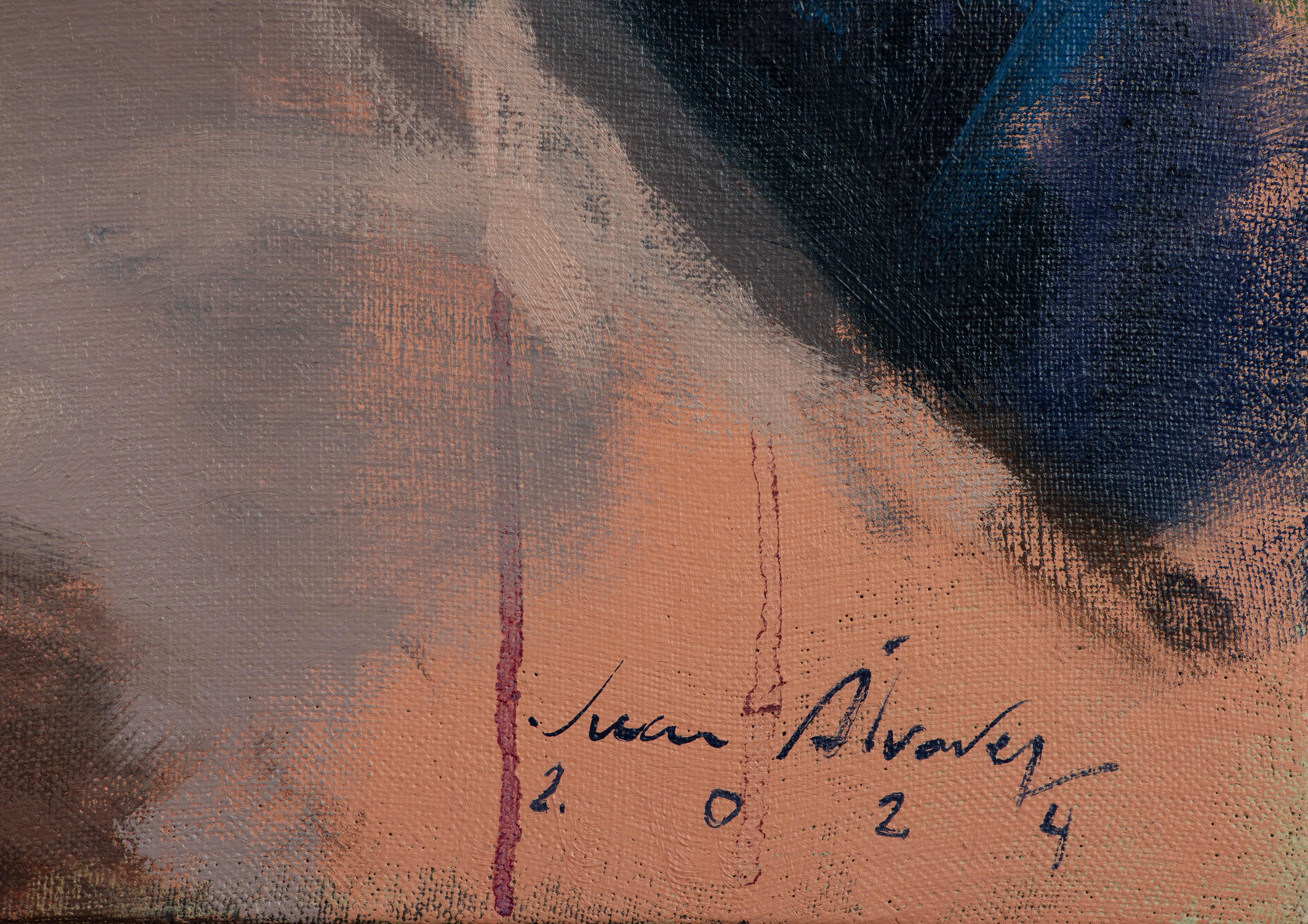 Frau, die mit Rosen liegt. (Braun), Nude Painting, von Juan Álvarez Cebrián