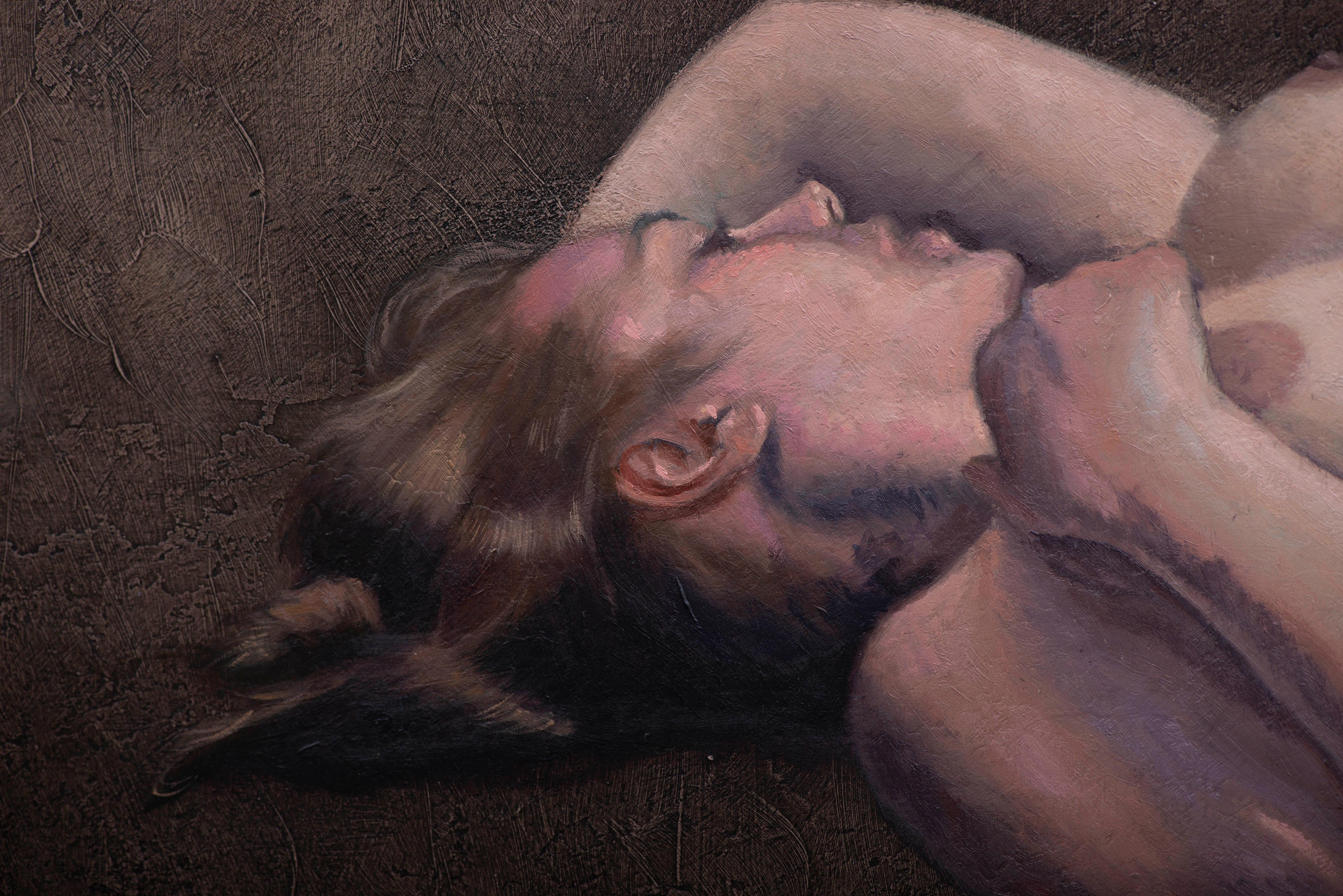 Frau liegend (Realismus), Painting, von Juan Álvarez Cebrián