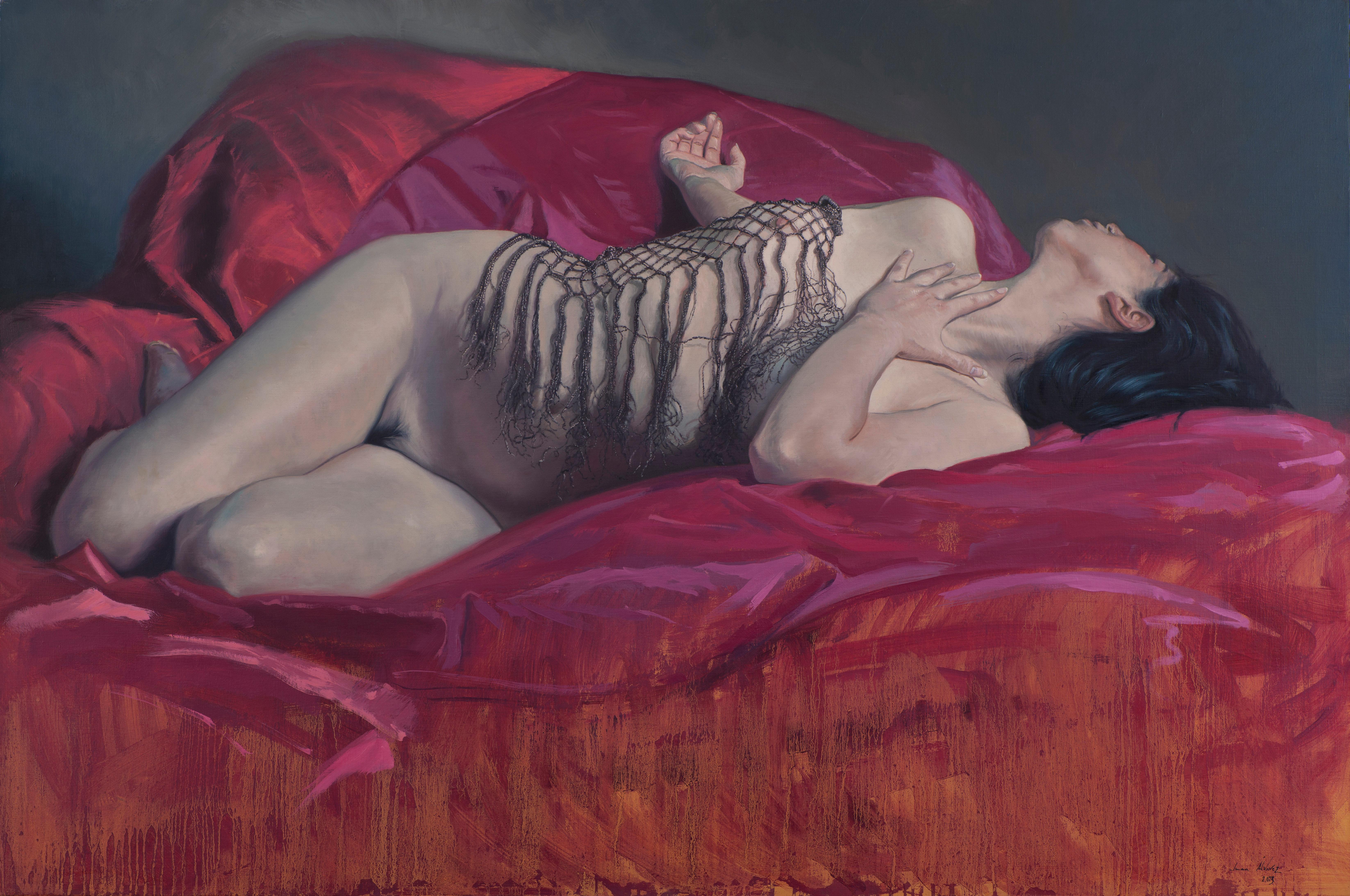Woman on red cloth II