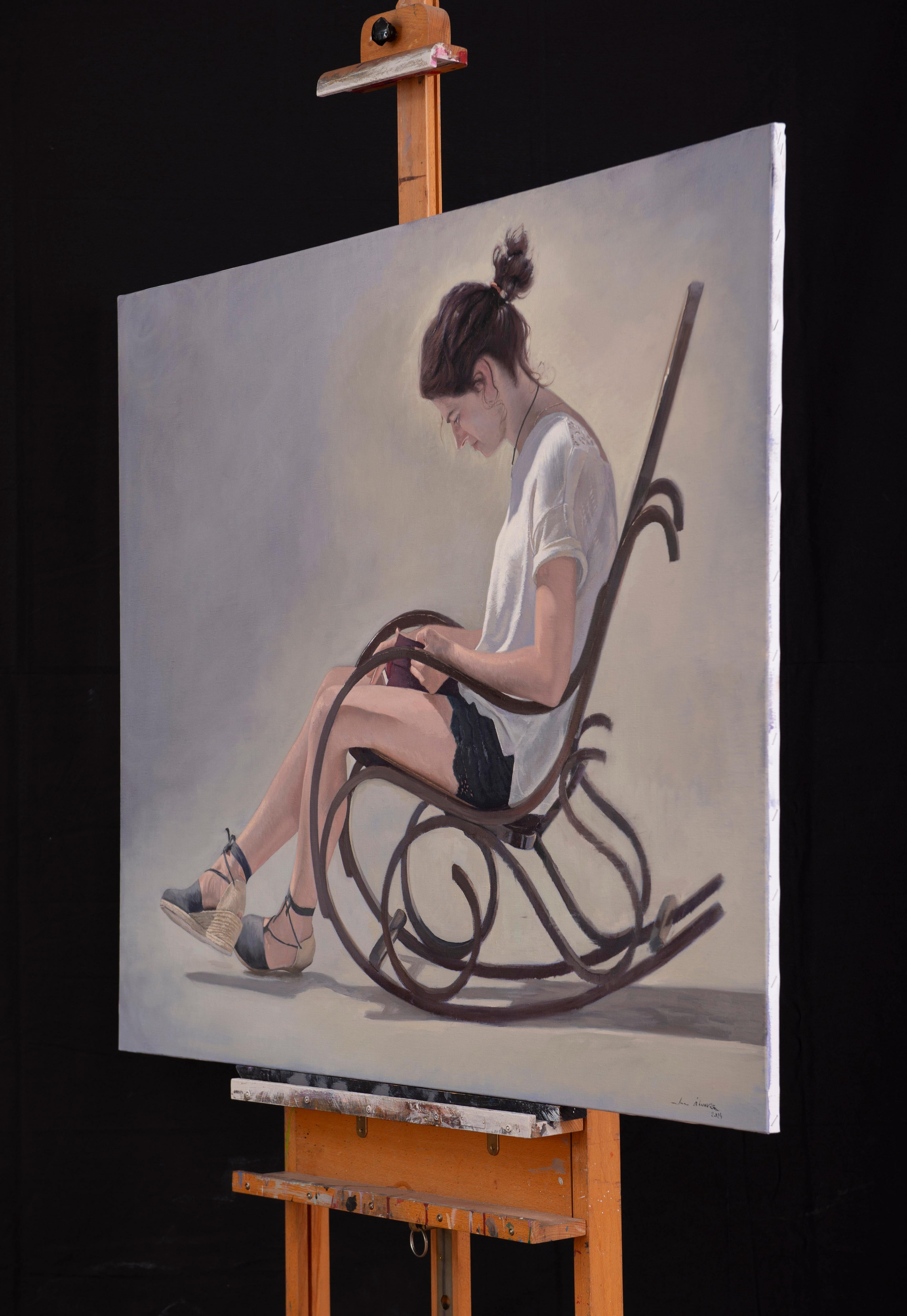 Woman reading in a rocking chair II For Sale 3