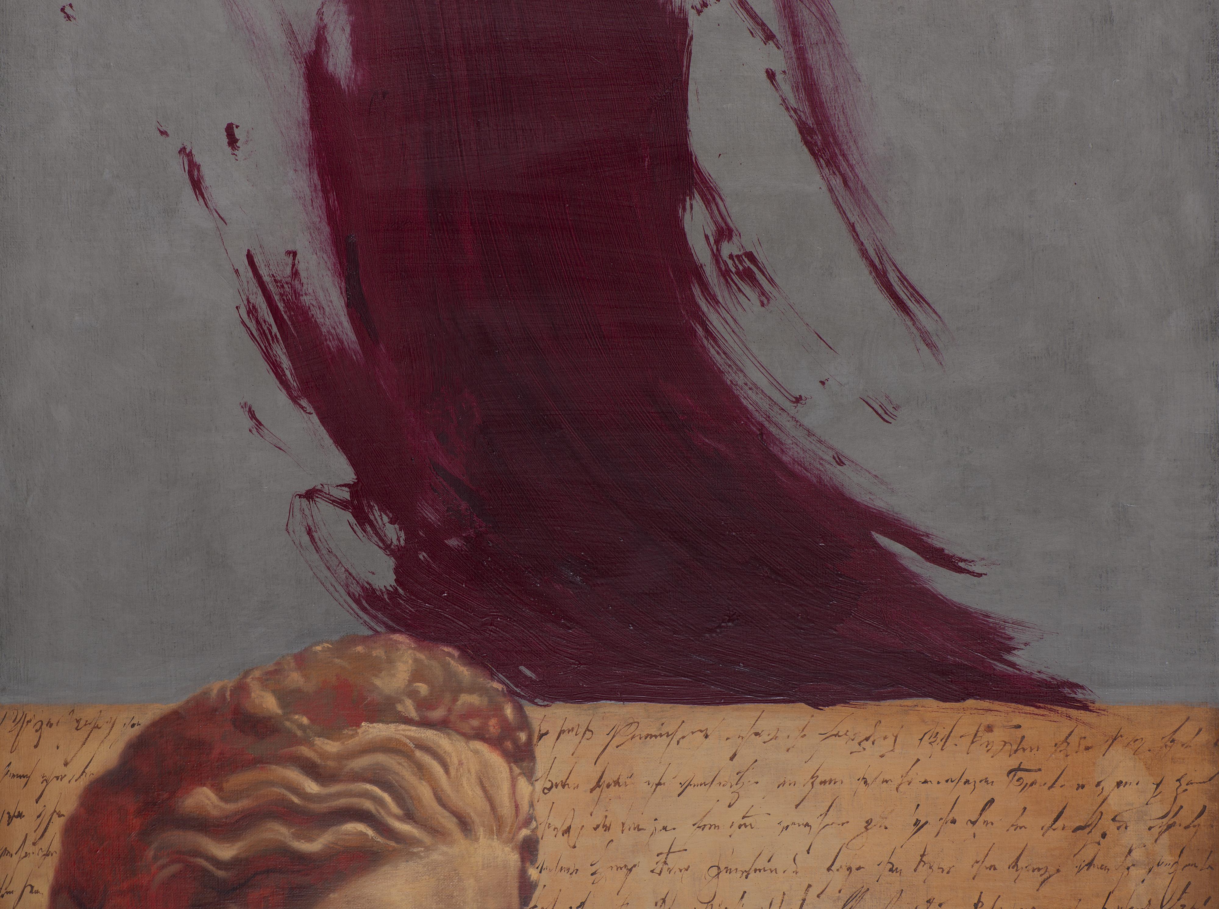 Writings I. - Black Figurative Painting by Juan Álvarez Cebrián