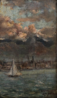 "Honolulu" Juan M. Arellano, Impressionist, Atmospheric Hawaiian Landscape