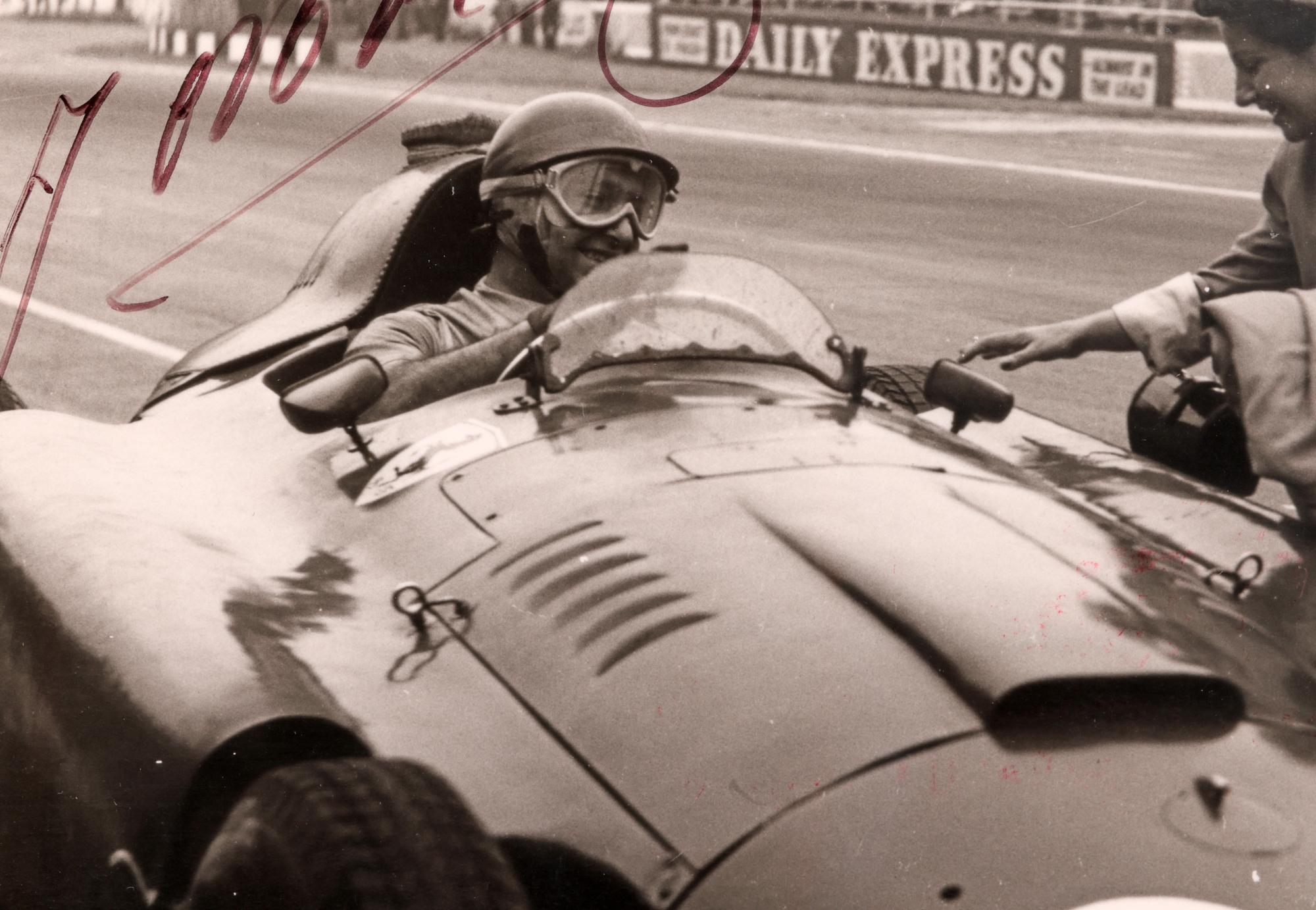 Mid-20th Century Juan Manuel Fangio Signed British Grand Prix Framed Photograph