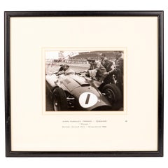 Vintage Juan Manuel Fangio Signed British Grand Prix Framed Photograph