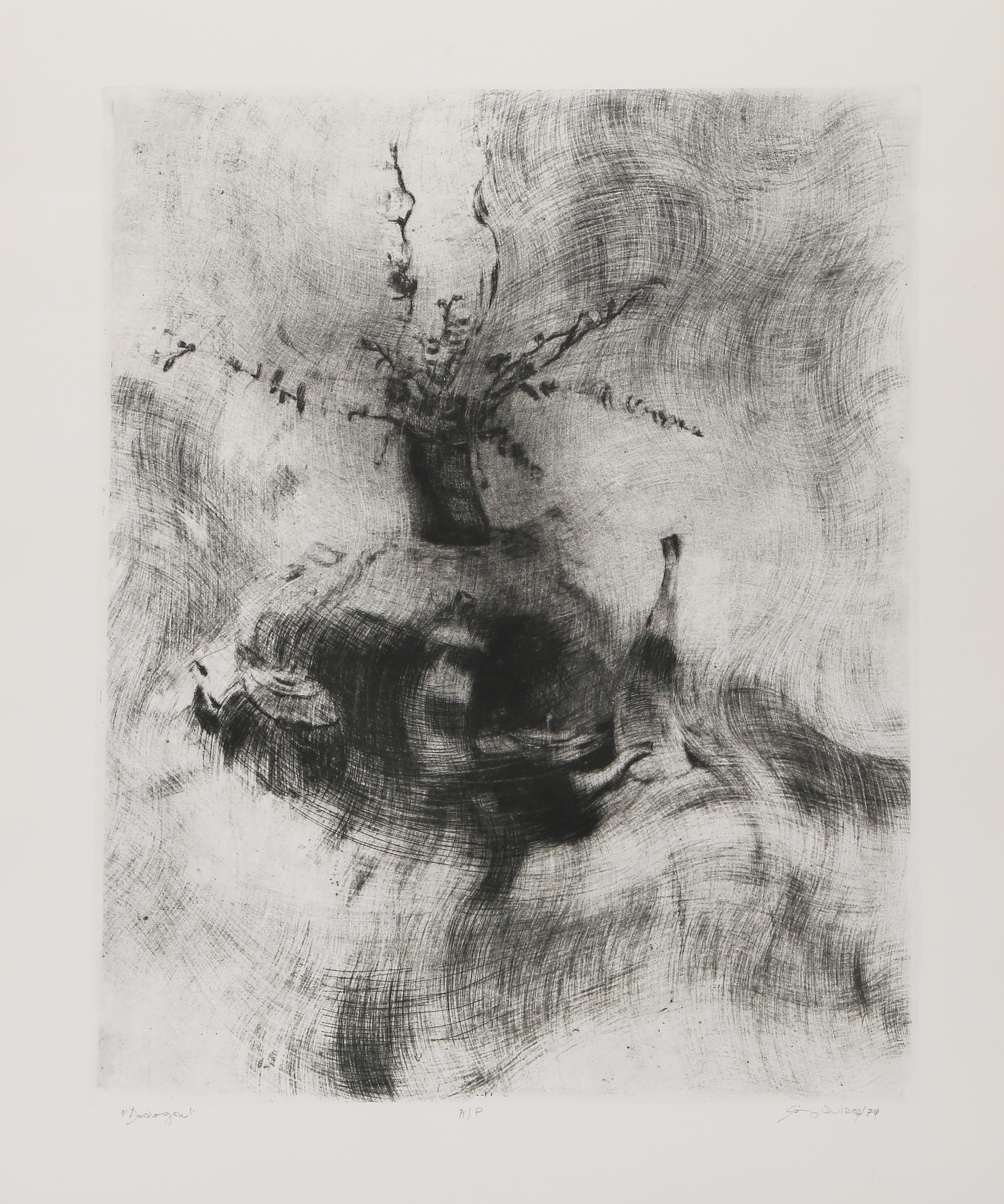 Bodegon, 1979 Signed Abstract Still Life Etching by Juan Manuel Gomez-Quiroz For Sale 1